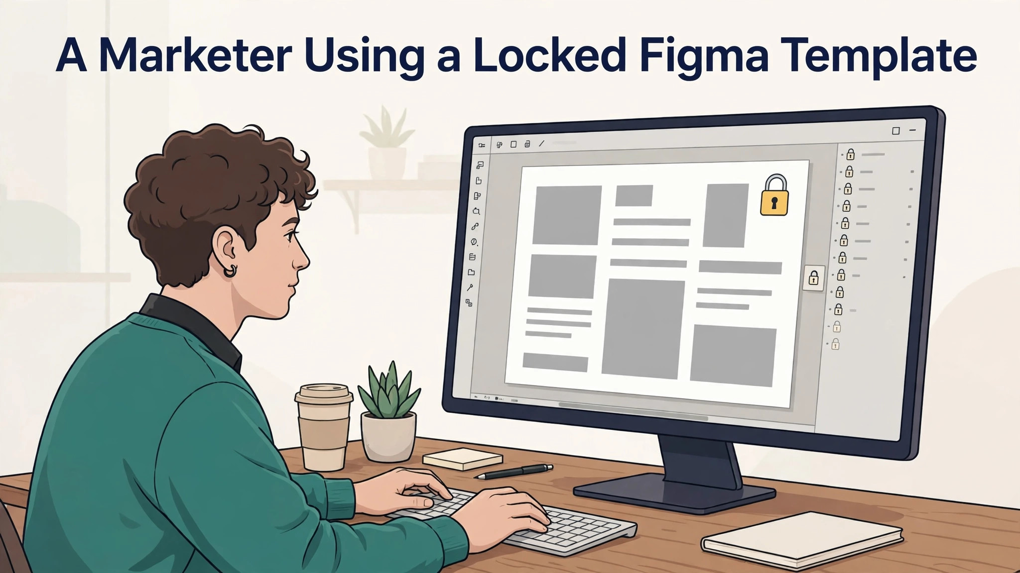 mockup visual for a marketer using a locked Figma template.