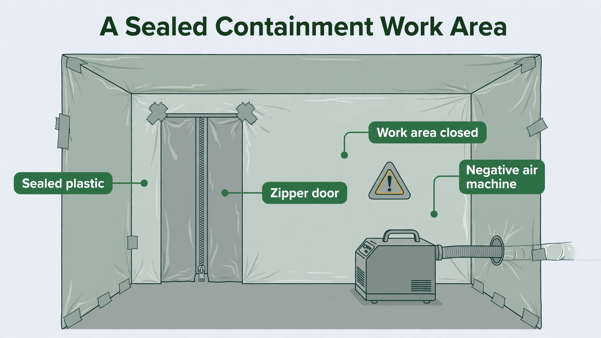 annotated visual for a sealed containment work area.