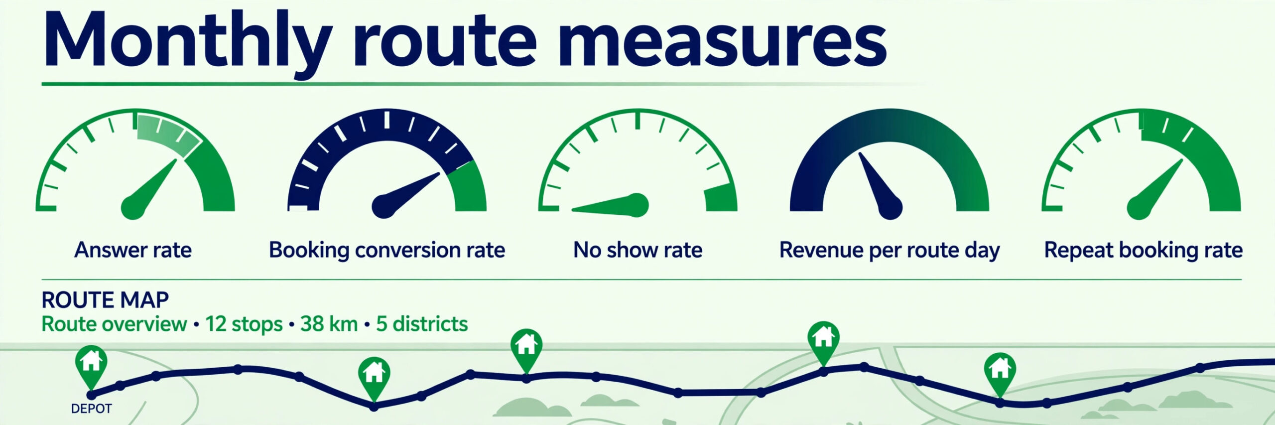 data visual for gutter route revenue and no show rate.