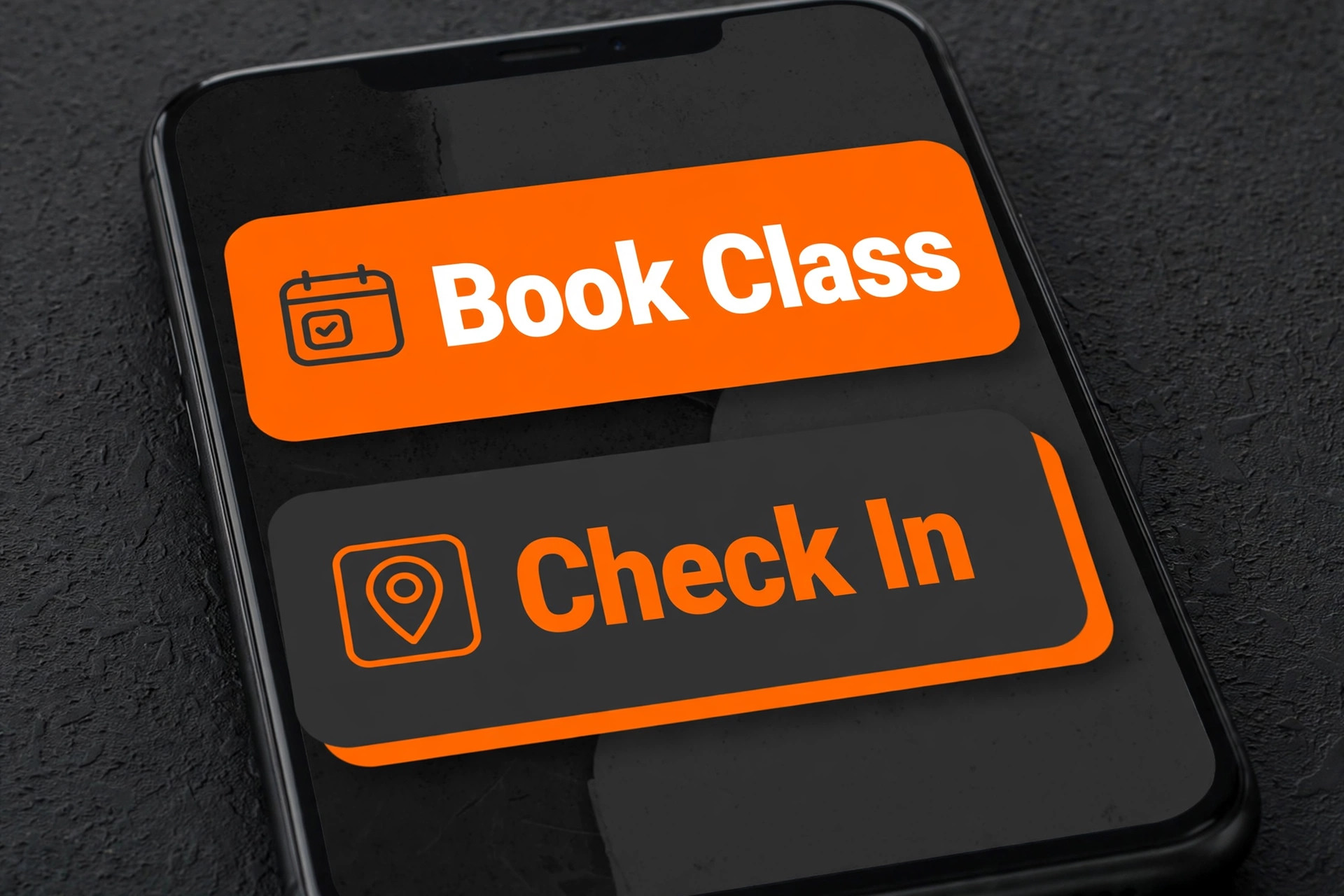 Phone mockup of fitness class booking