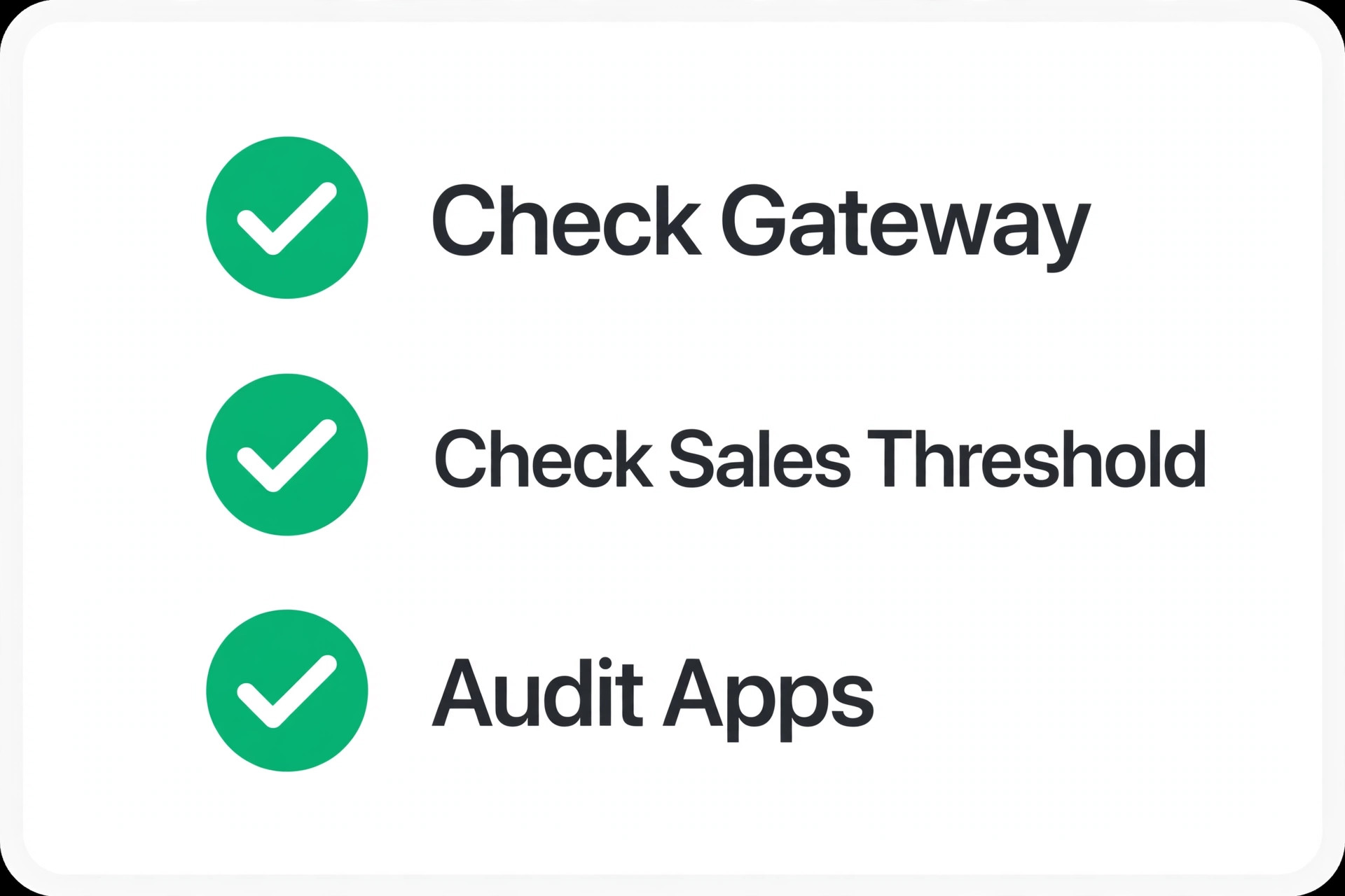 Store cost checklist for gateway threshold and apps.