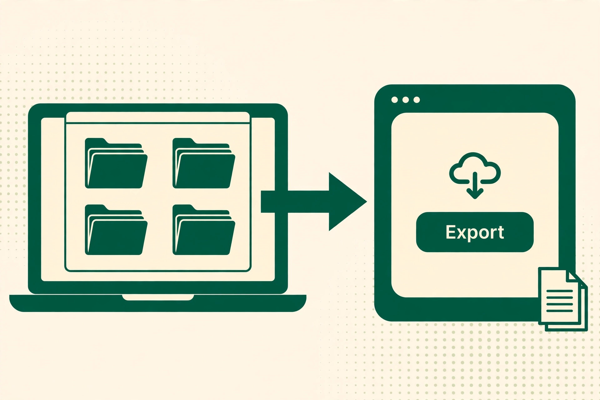 Mockup visual of exporting Evernote notebooks to a new tool.
