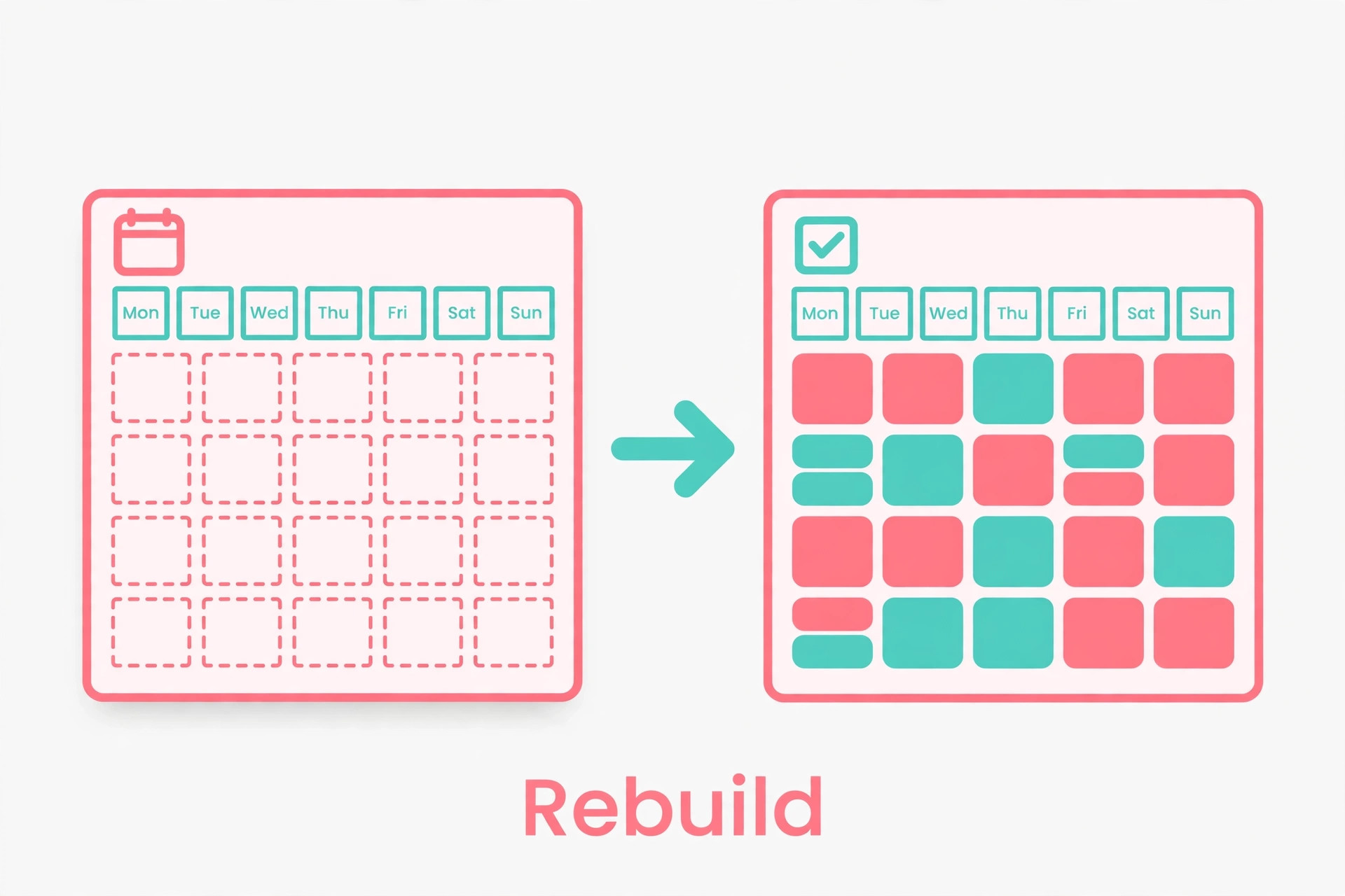Mockup visual of rebuilding a visual content calendar after leaving Later.