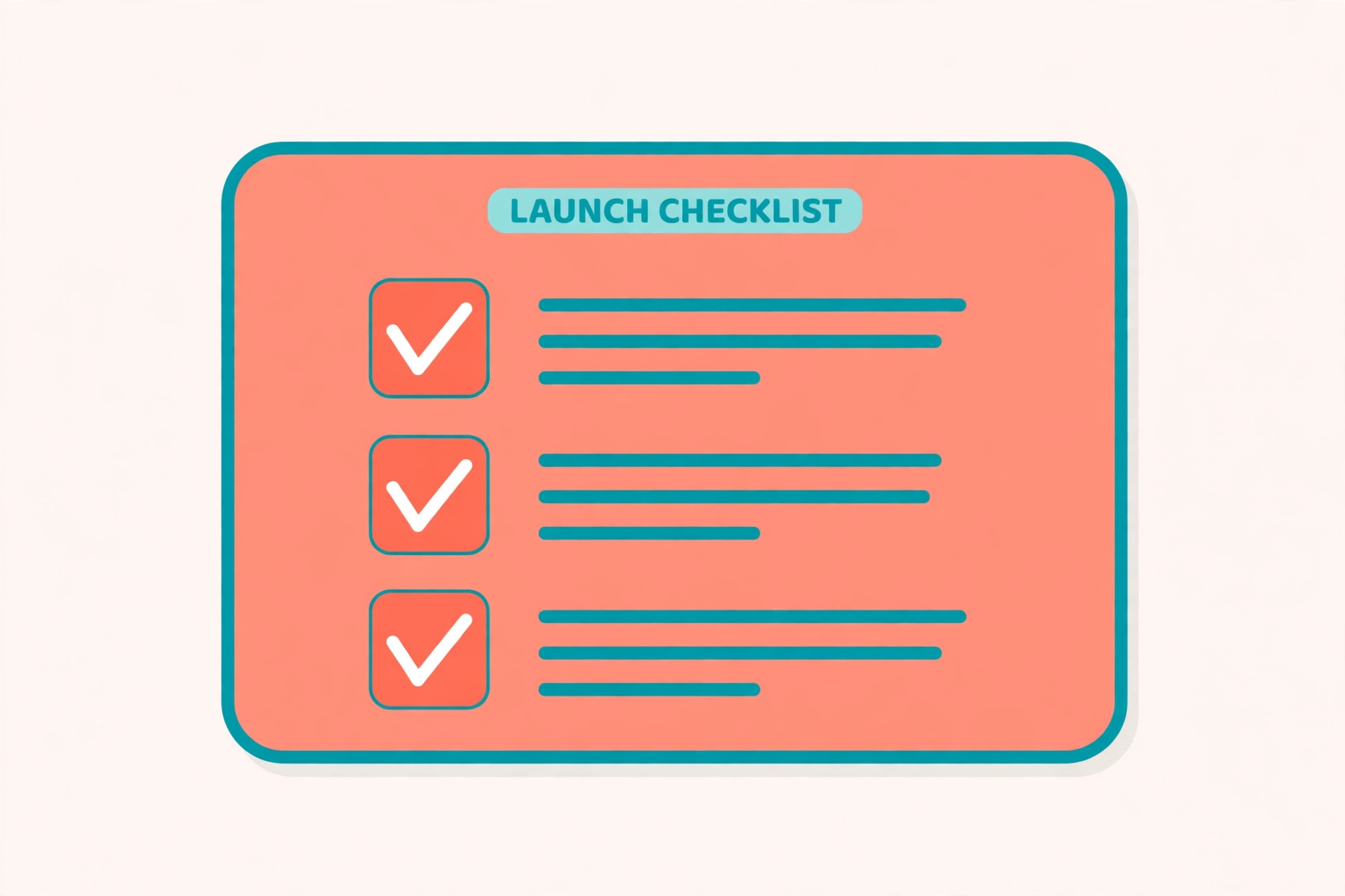 A launch checklist board for a new email tool.