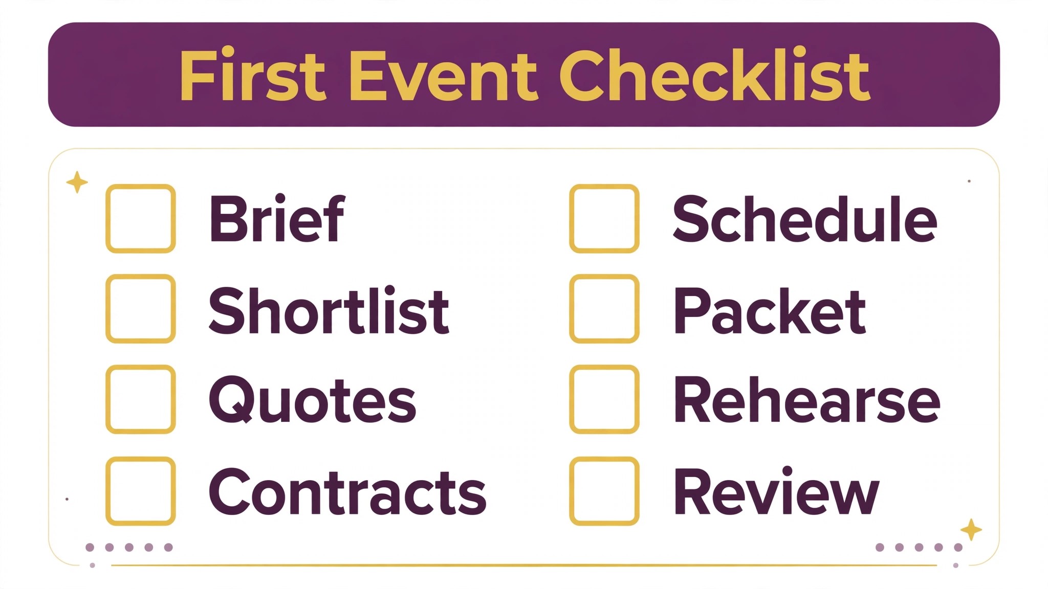 A checklist for the event vendor coordination rollout.