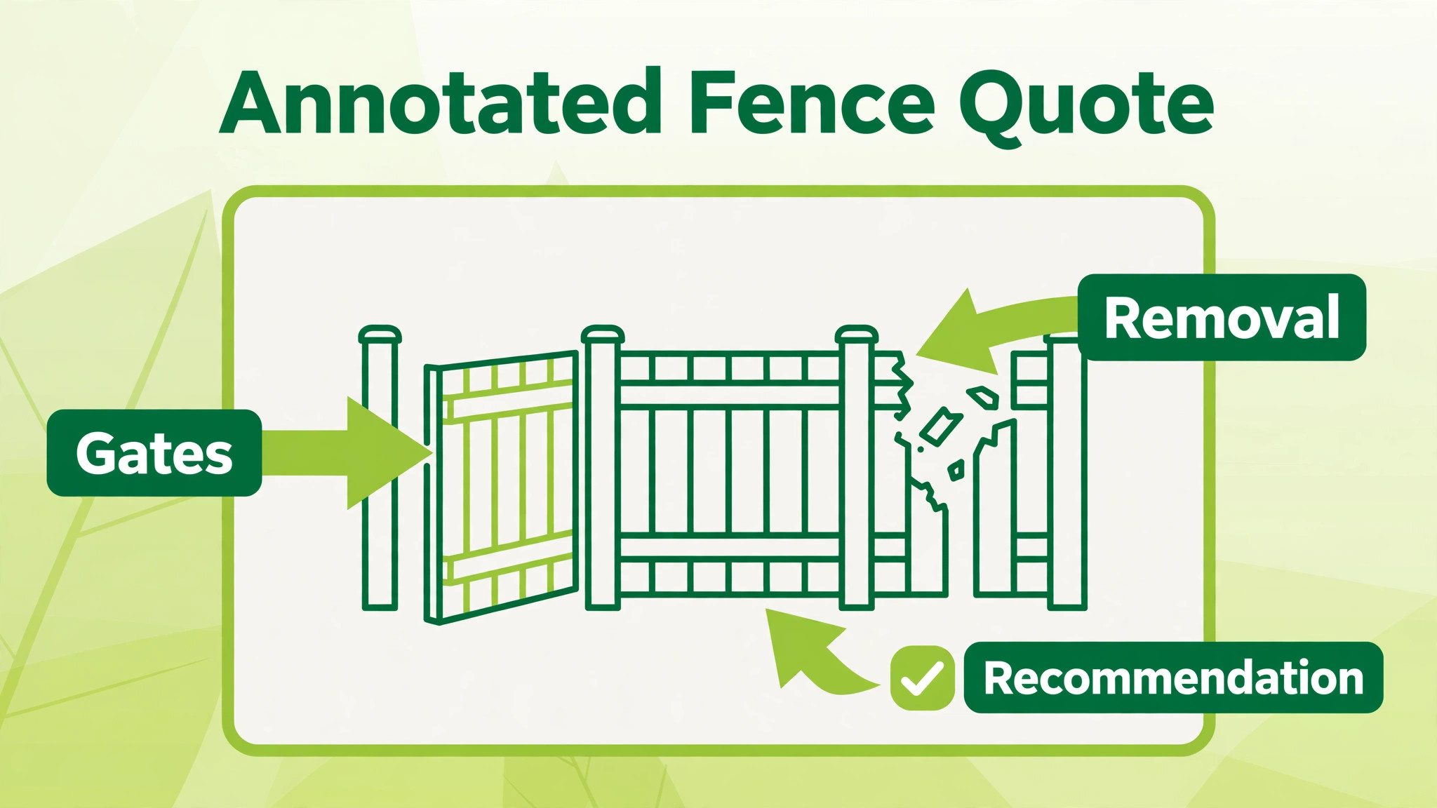 An annotated fence quote example.