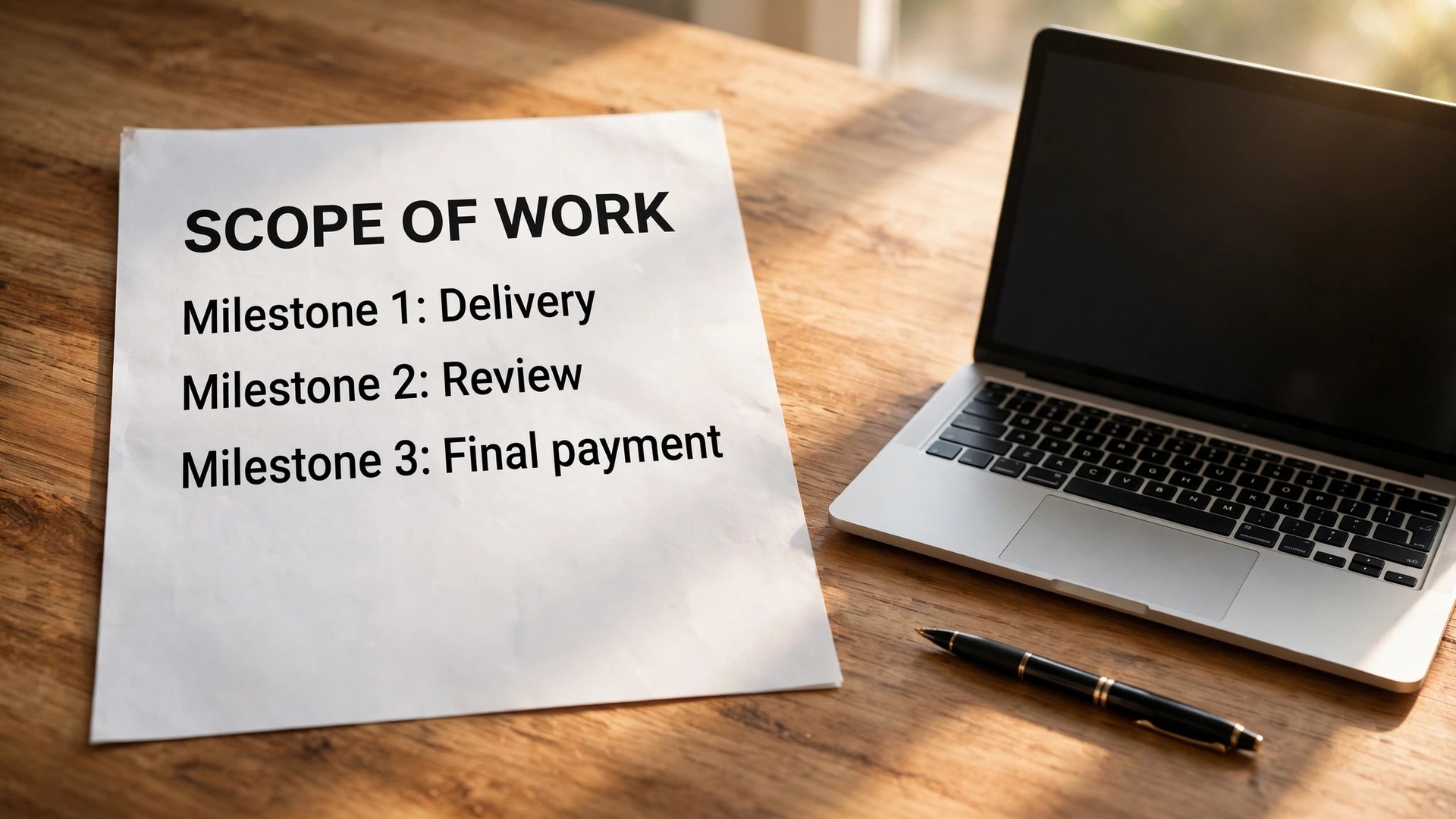 Contractor scope document mockup