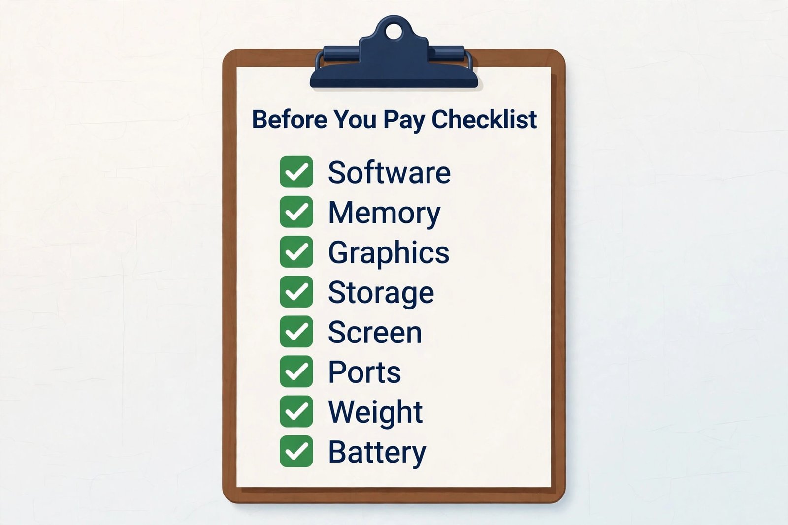 Pre purchase checklist for an editing laptop