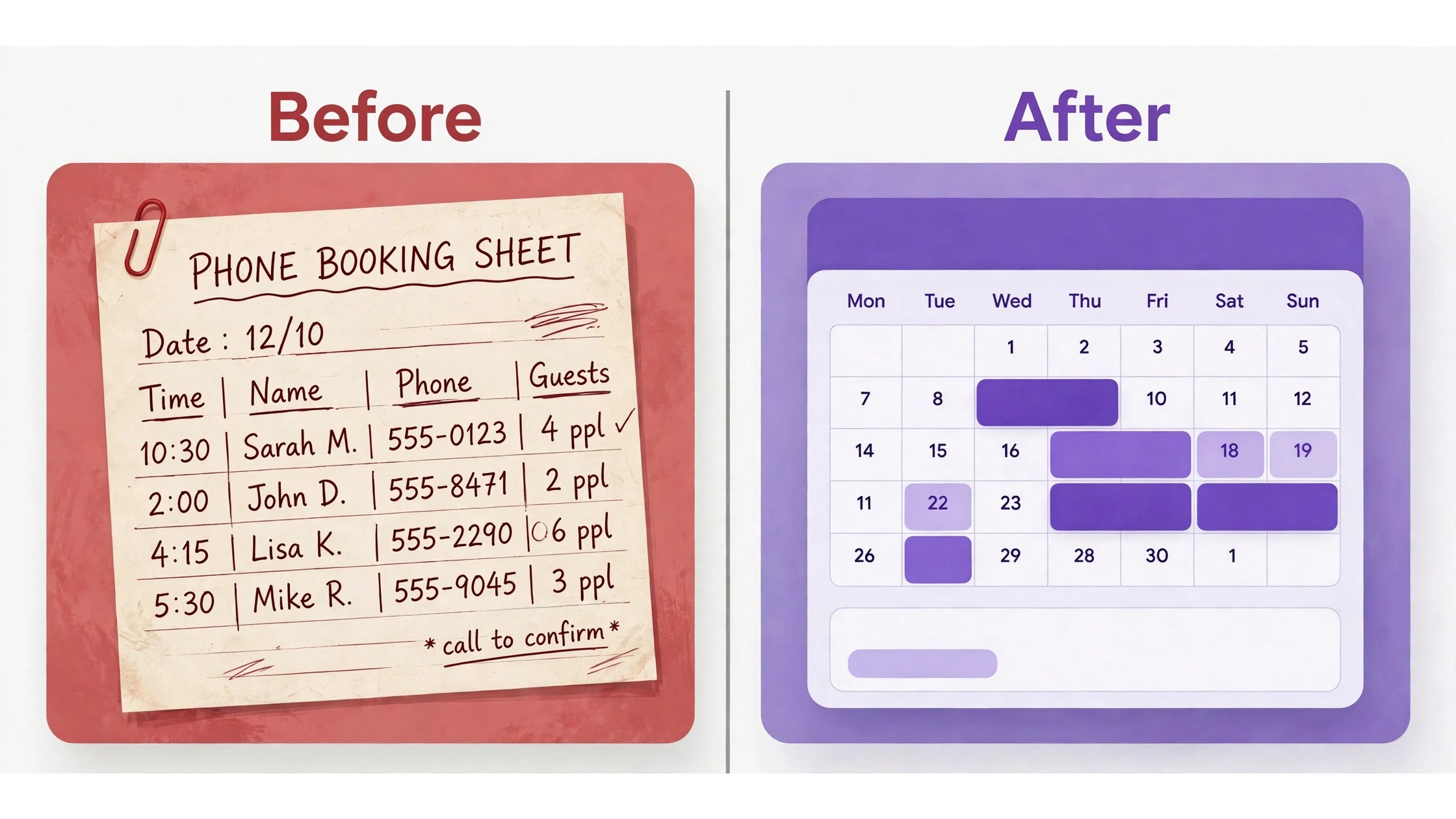 Before and after escape room booking views