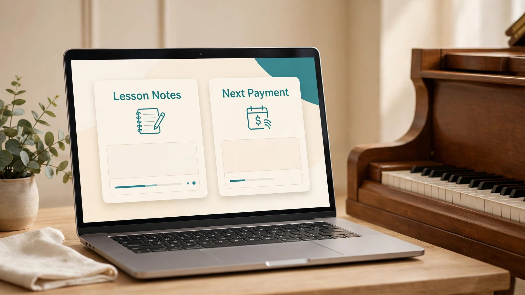 Mockup of a music school parent portal