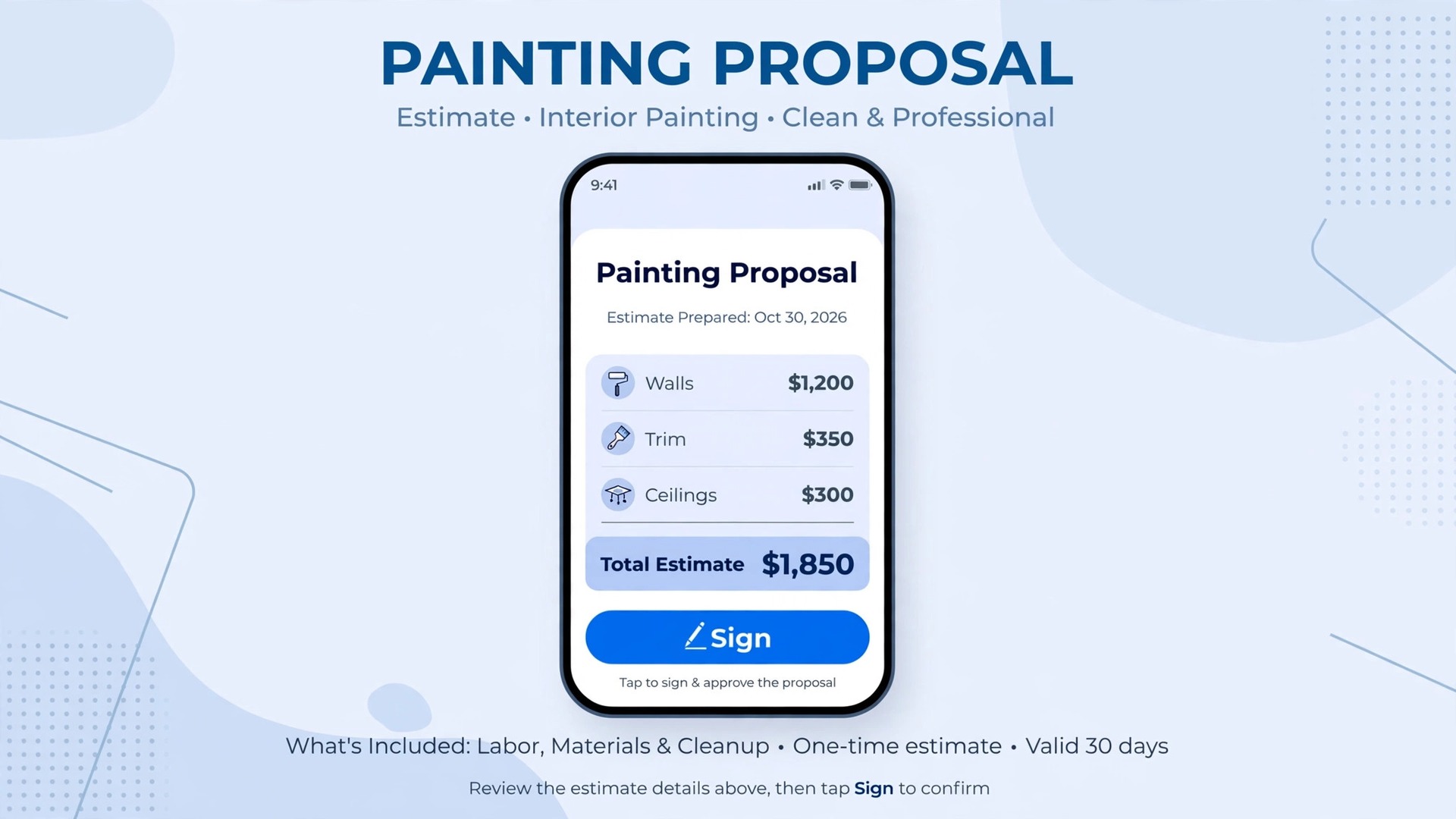 phone mockup of a painting proposal