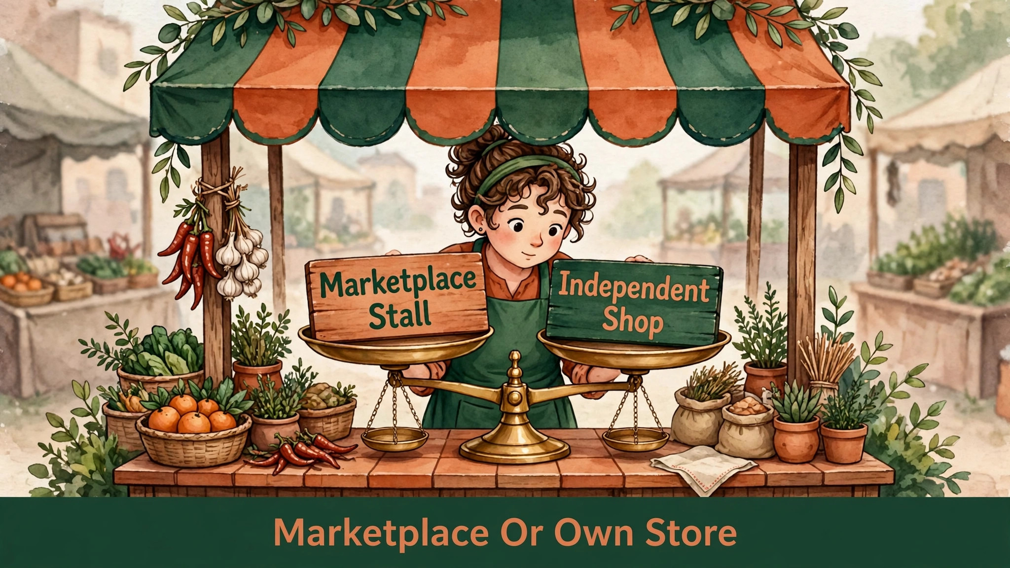 seller weighing marketplace and own store options