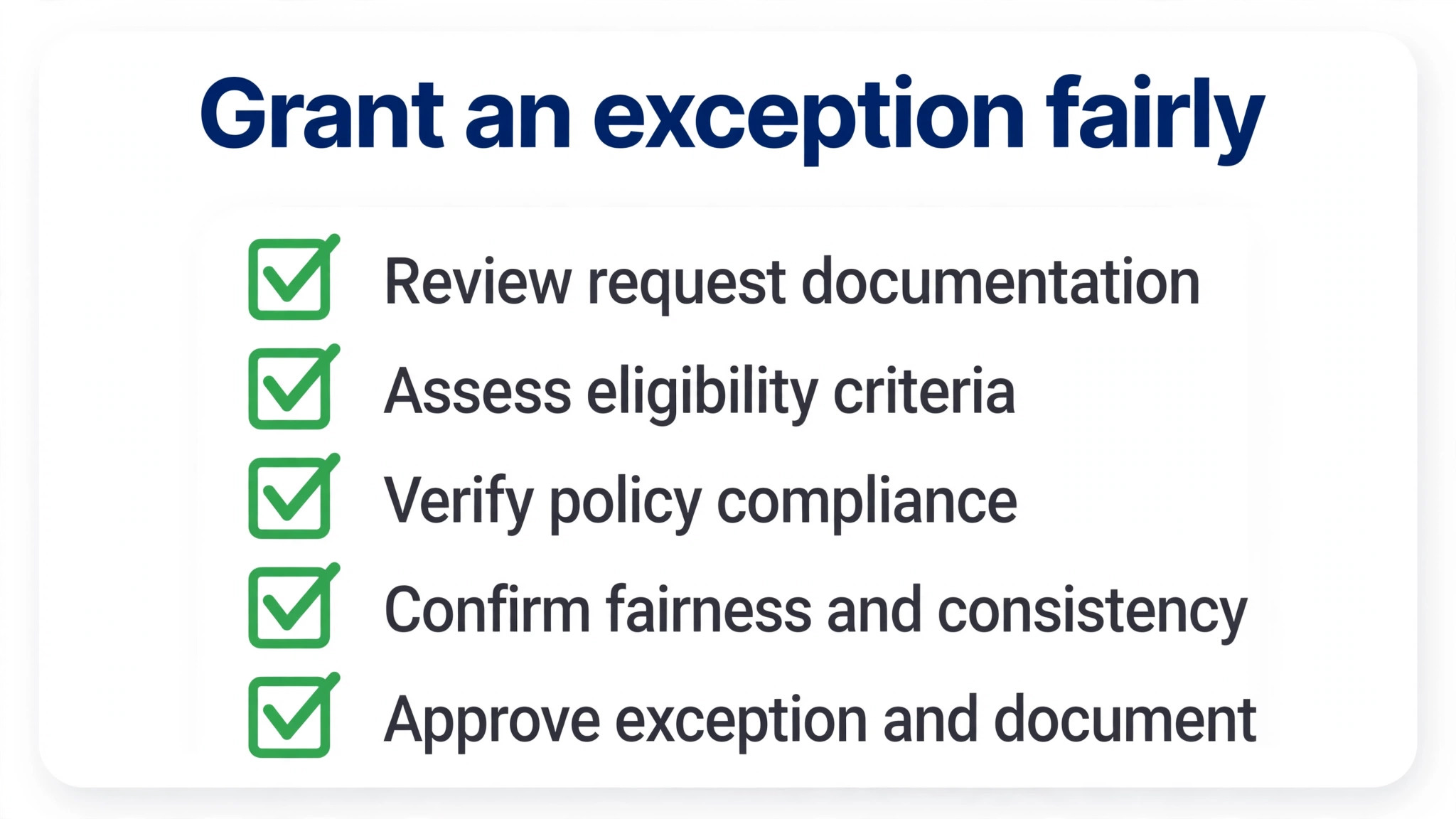 Checklist for handling cancellation policy exceptions