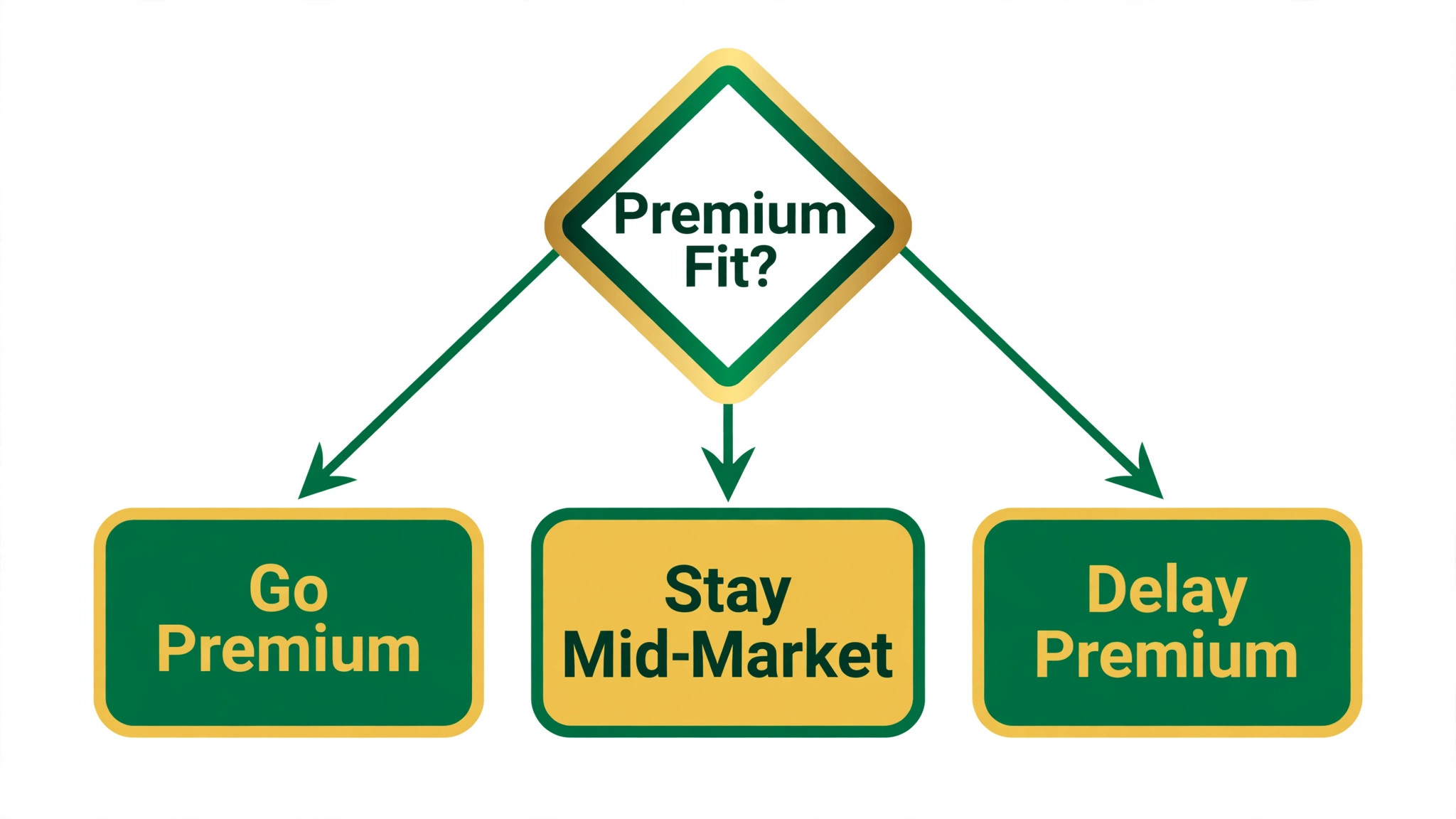Flowchart for deciding whether premium pricing fits a service business
