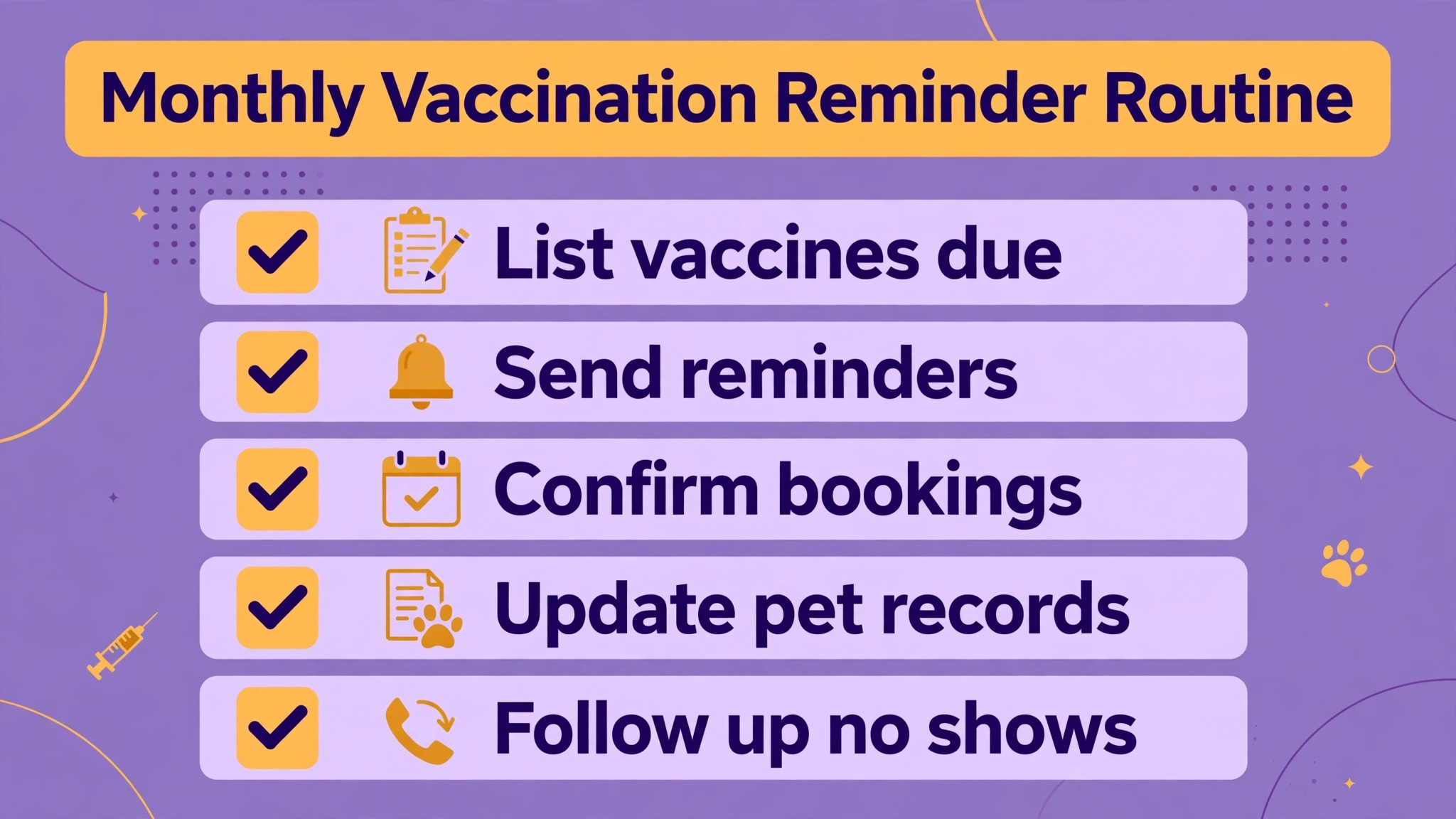 Monthly vaccination reminder checklist graphic