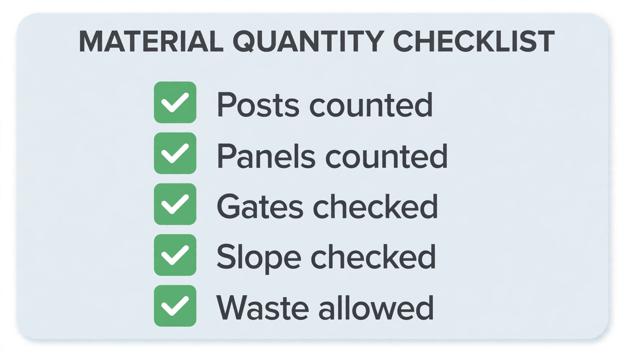 checklist image for Best Estimate Software for Fence Installers (11 Tools)