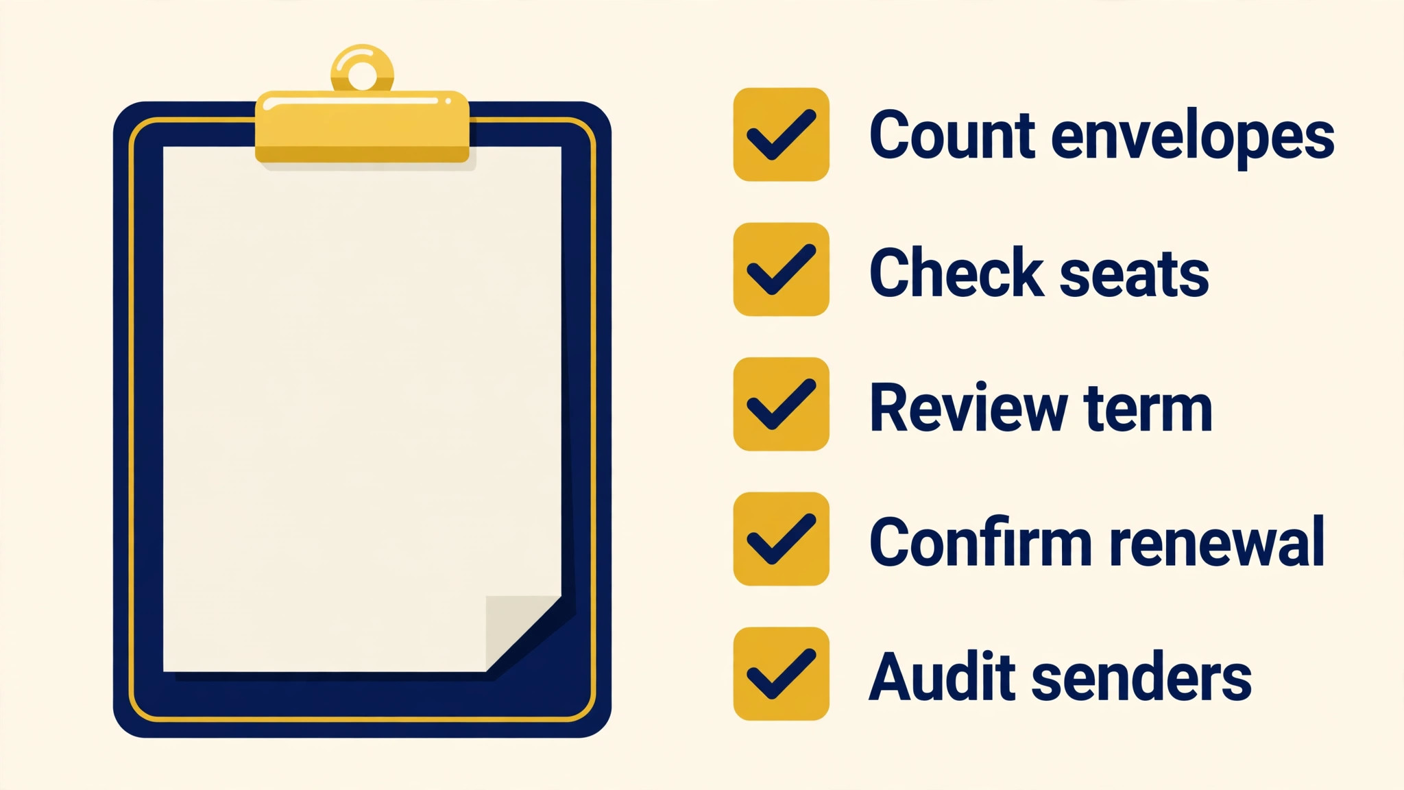 A checklist for counting envelopes before renewal for small business budgeting