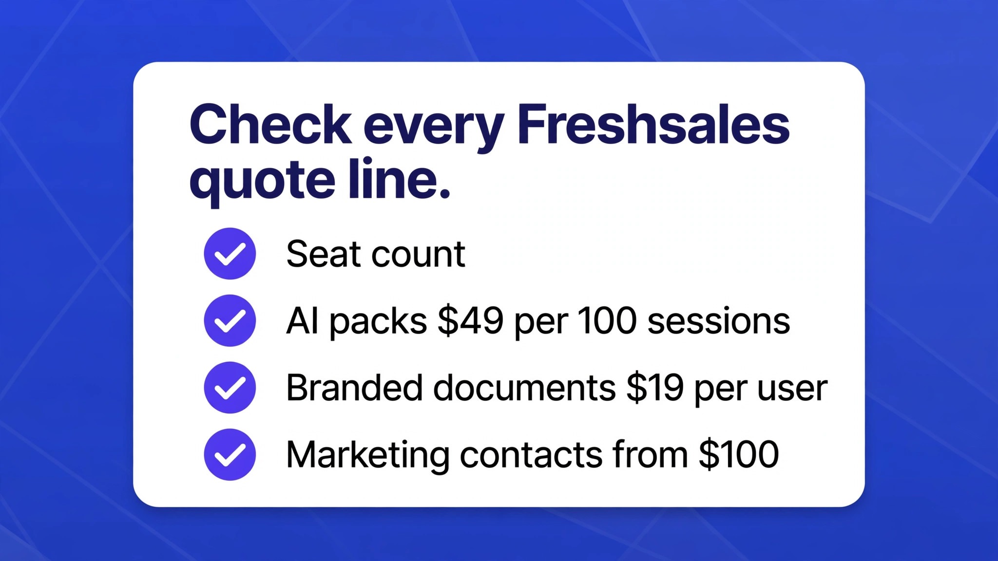 Quote lines list for seats, AI packs and documents