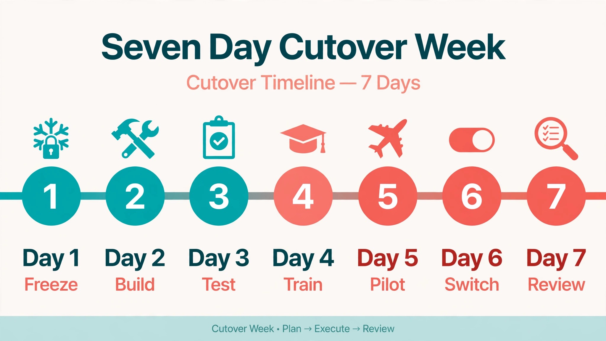 Timeline of the seven day Trello cutover week