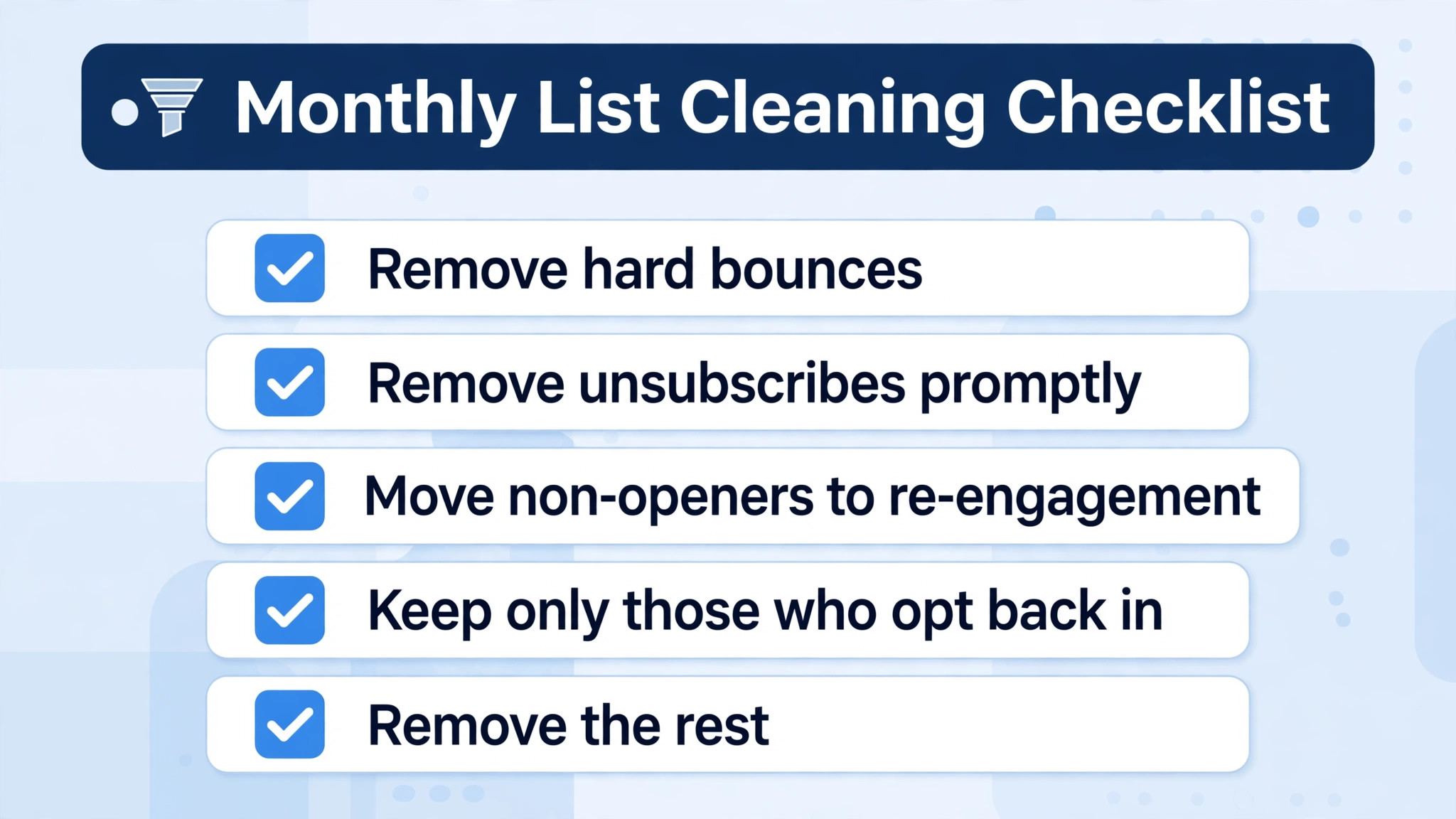 Monthly Moosend list cleaning checklist