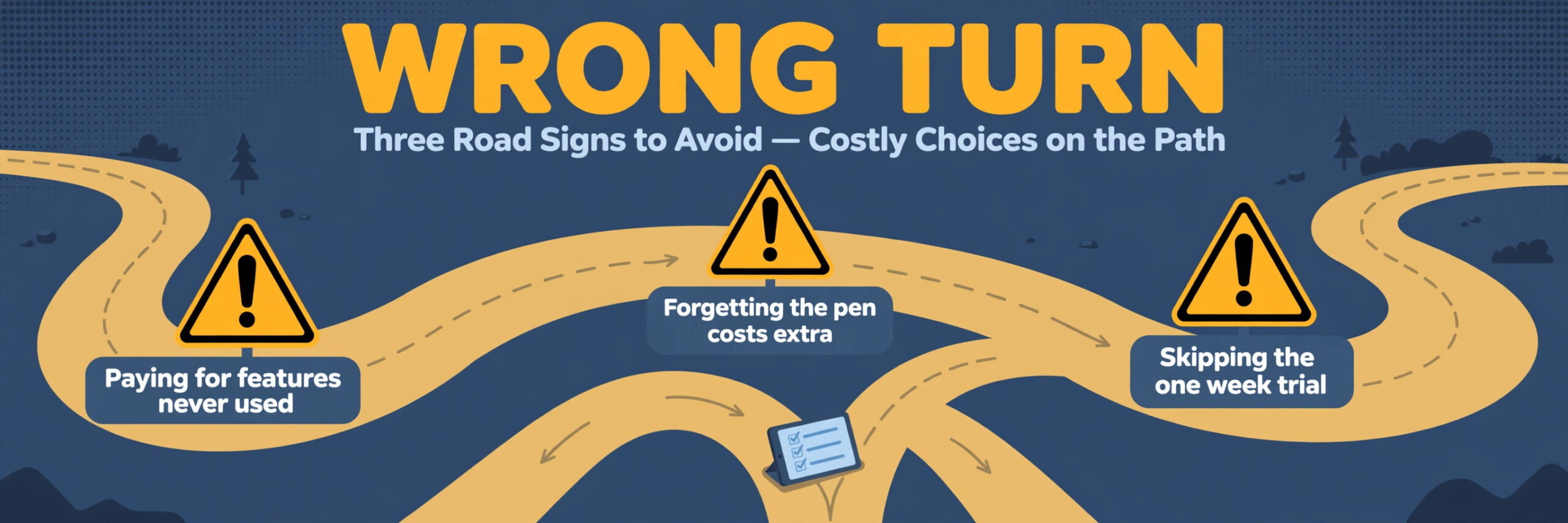Wrong-turn road signs for mistakes that undo the work