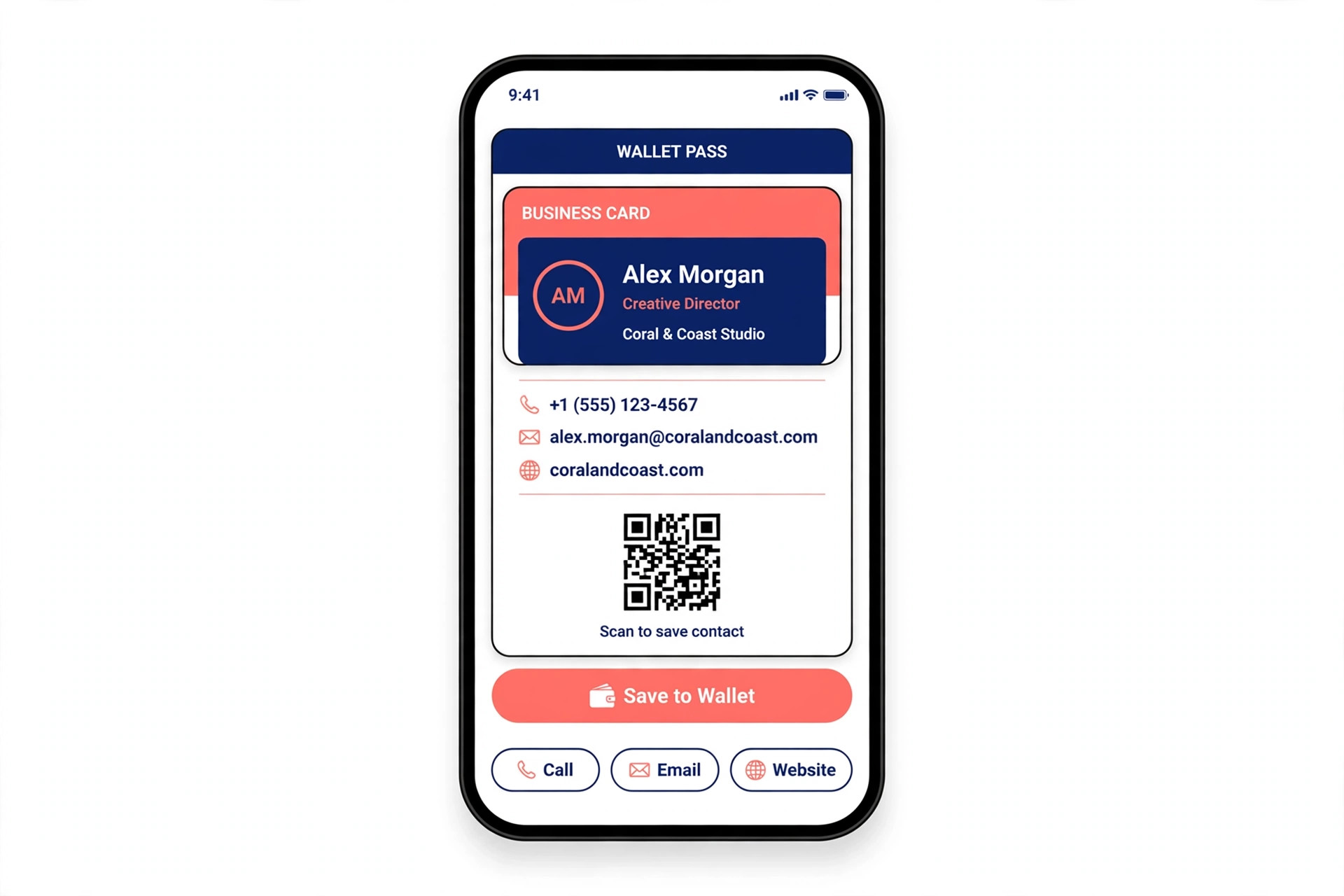 Wallet pass screenshot for a digital card