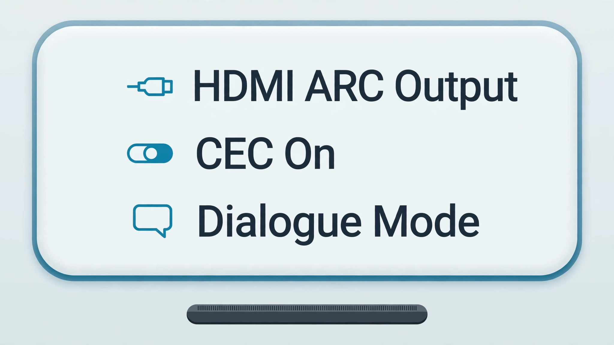 Callout panel with the three settings that matter most for clear dialogue