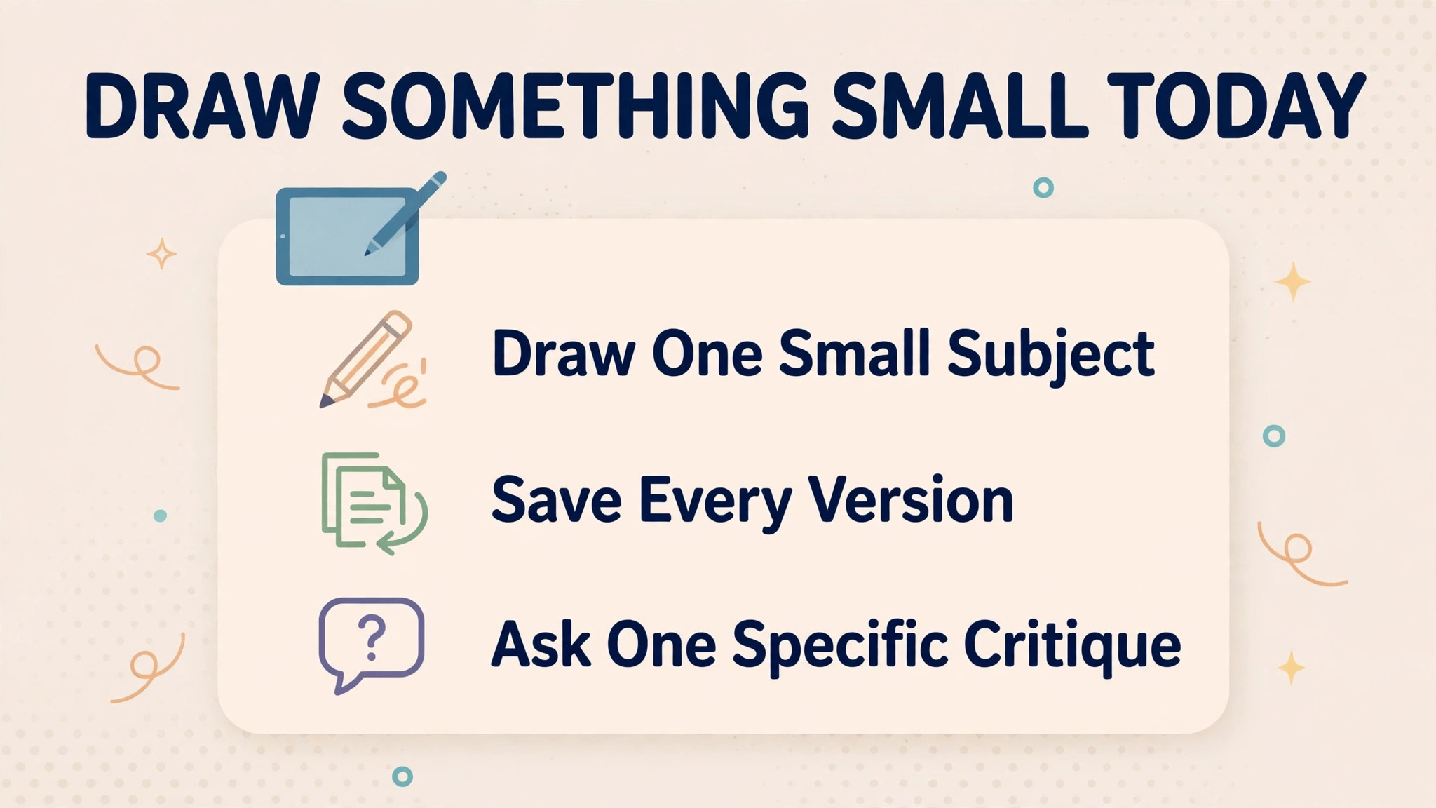 Callout panel with three daily habits that build drawing skill