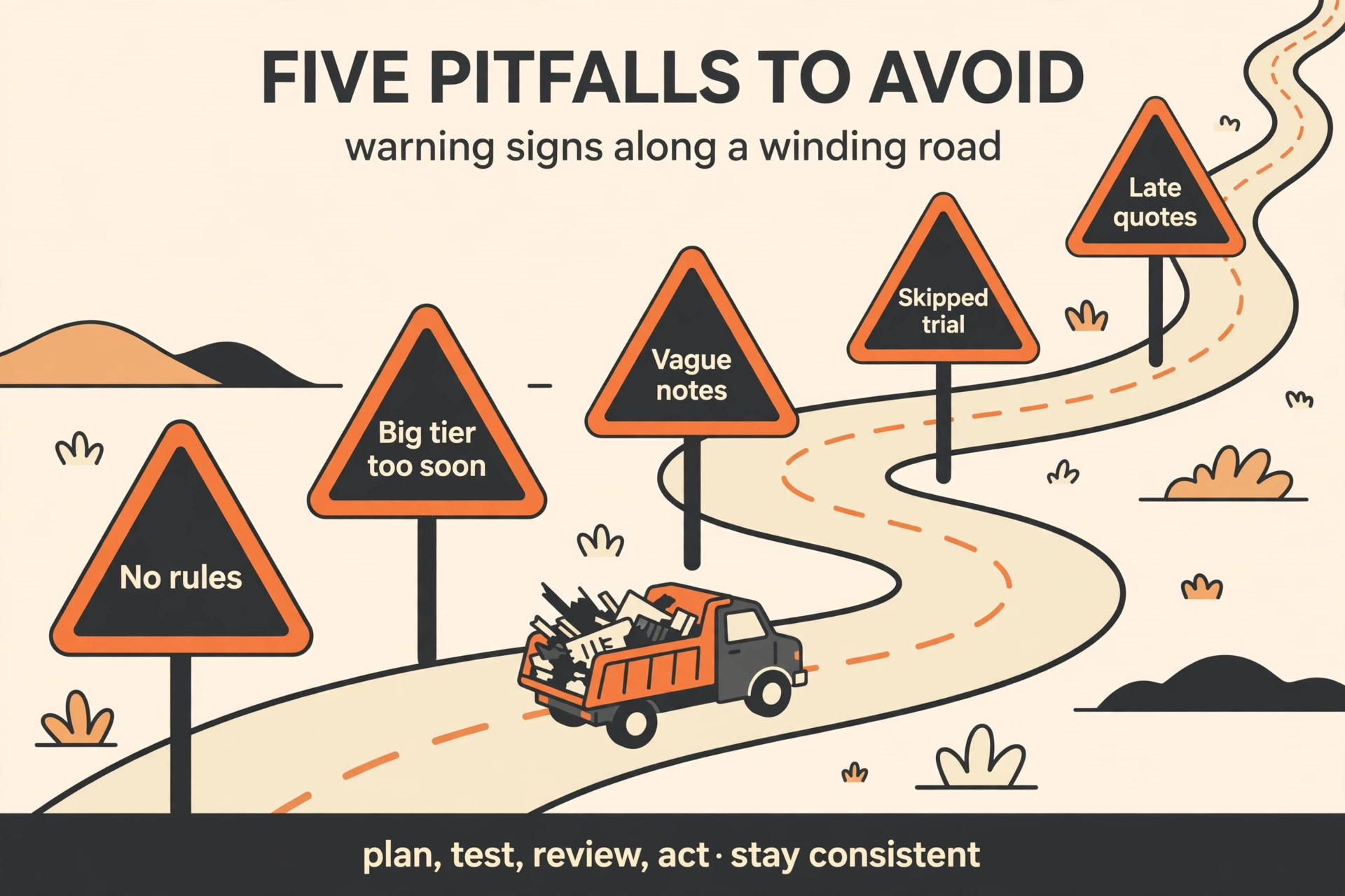 common mistakes visual for a junk removal business