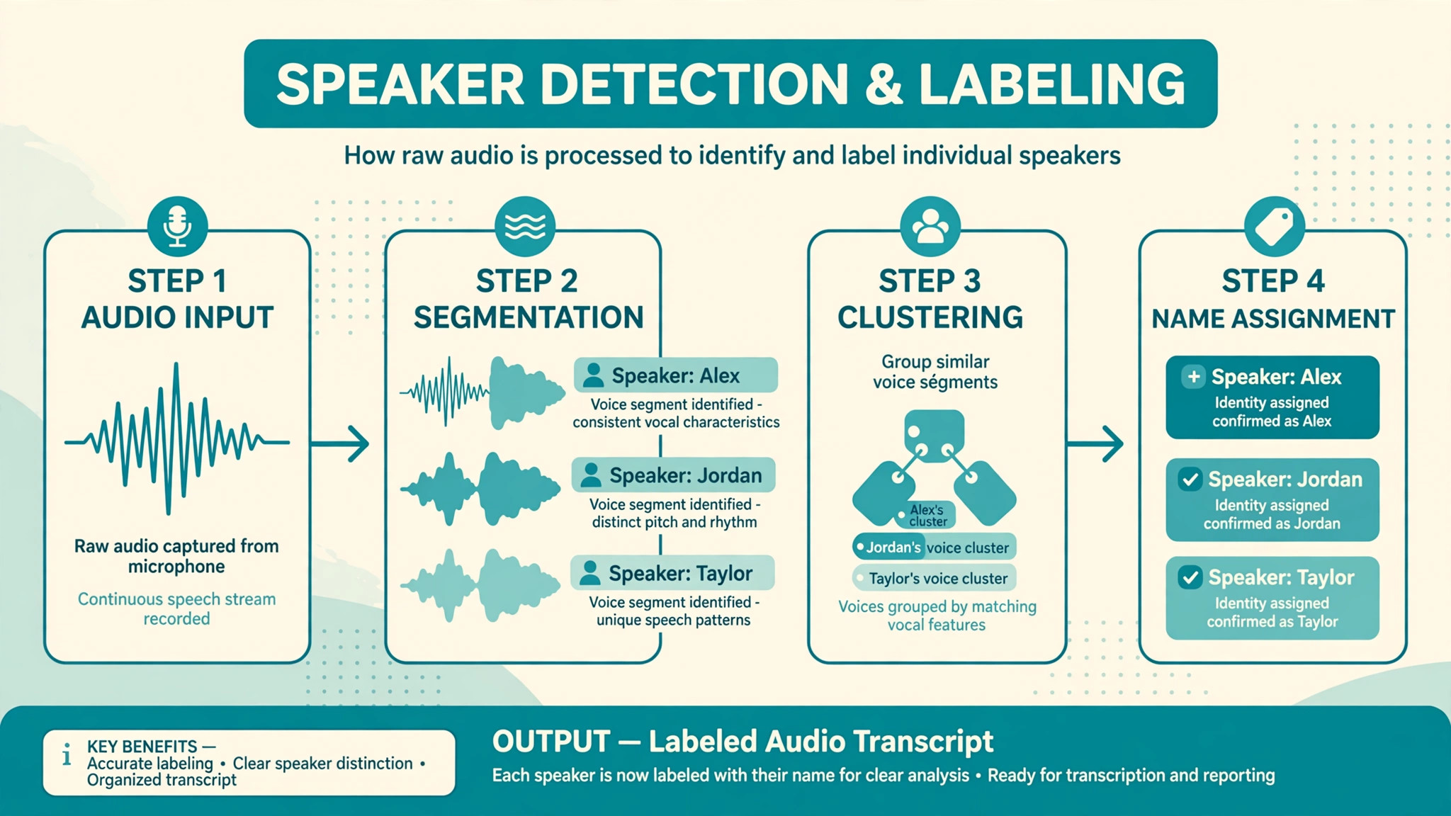 Diagram of speaker detection and labeling