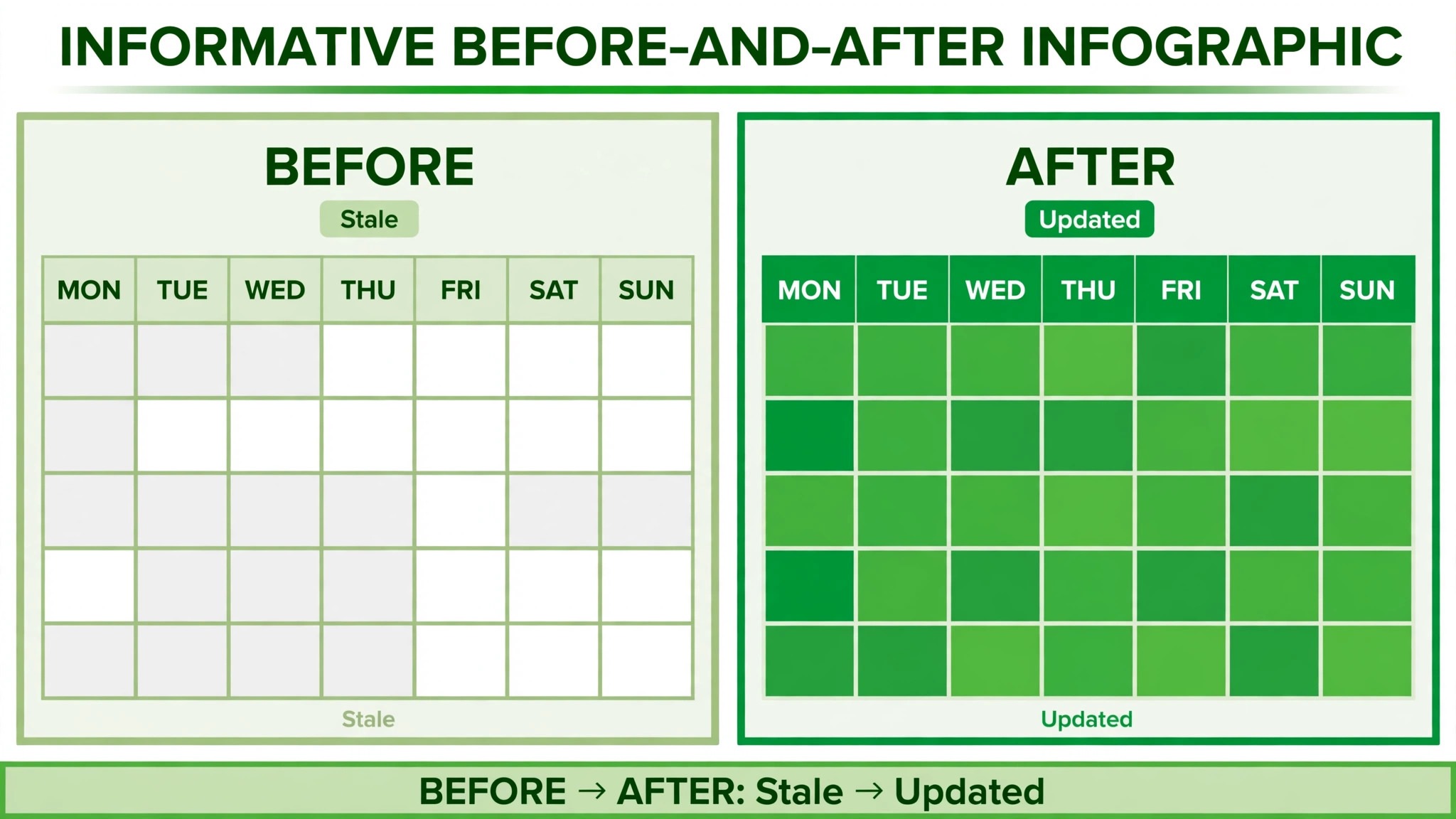 Stale calendar before and updated calendar after