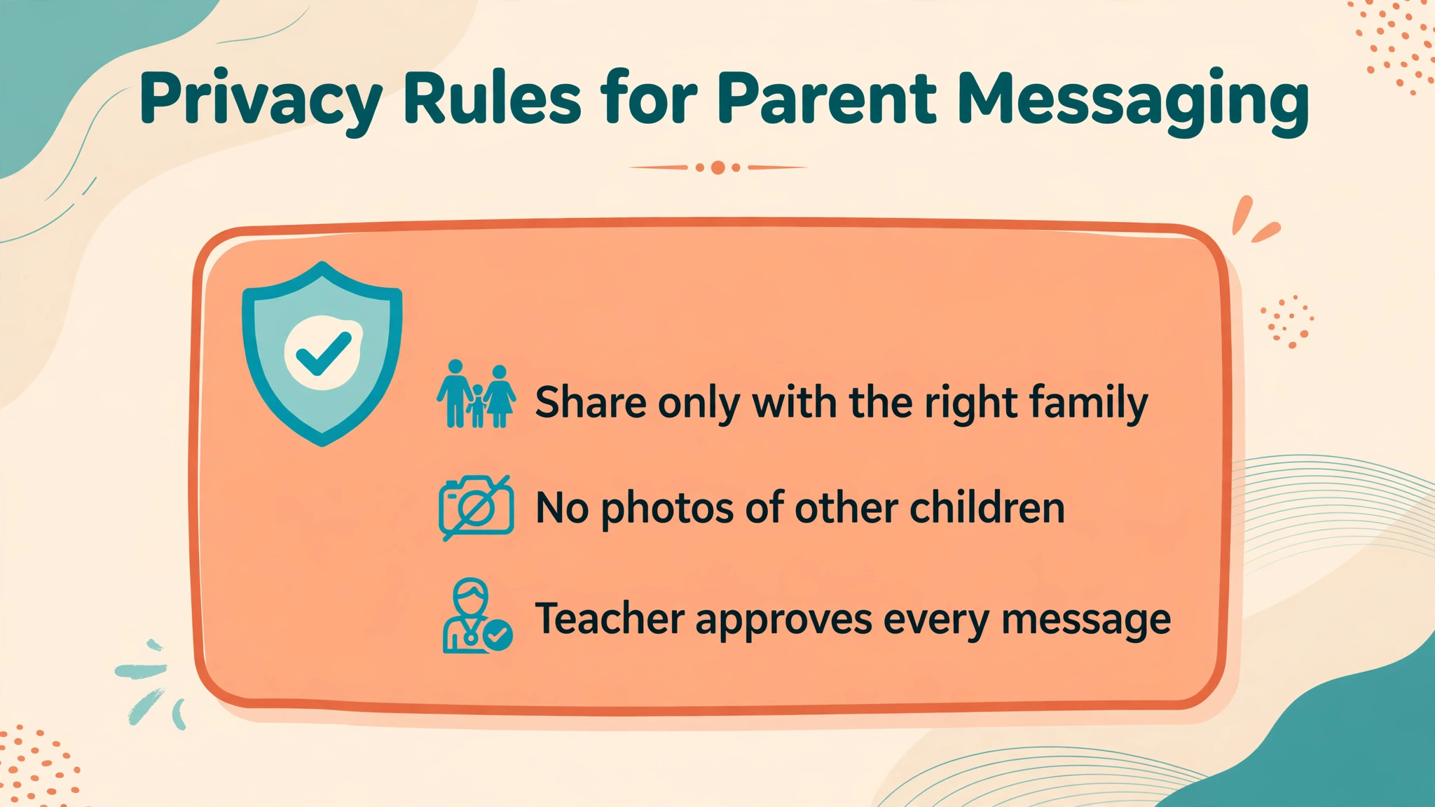 Privacy rules callout for daycare parent messaging