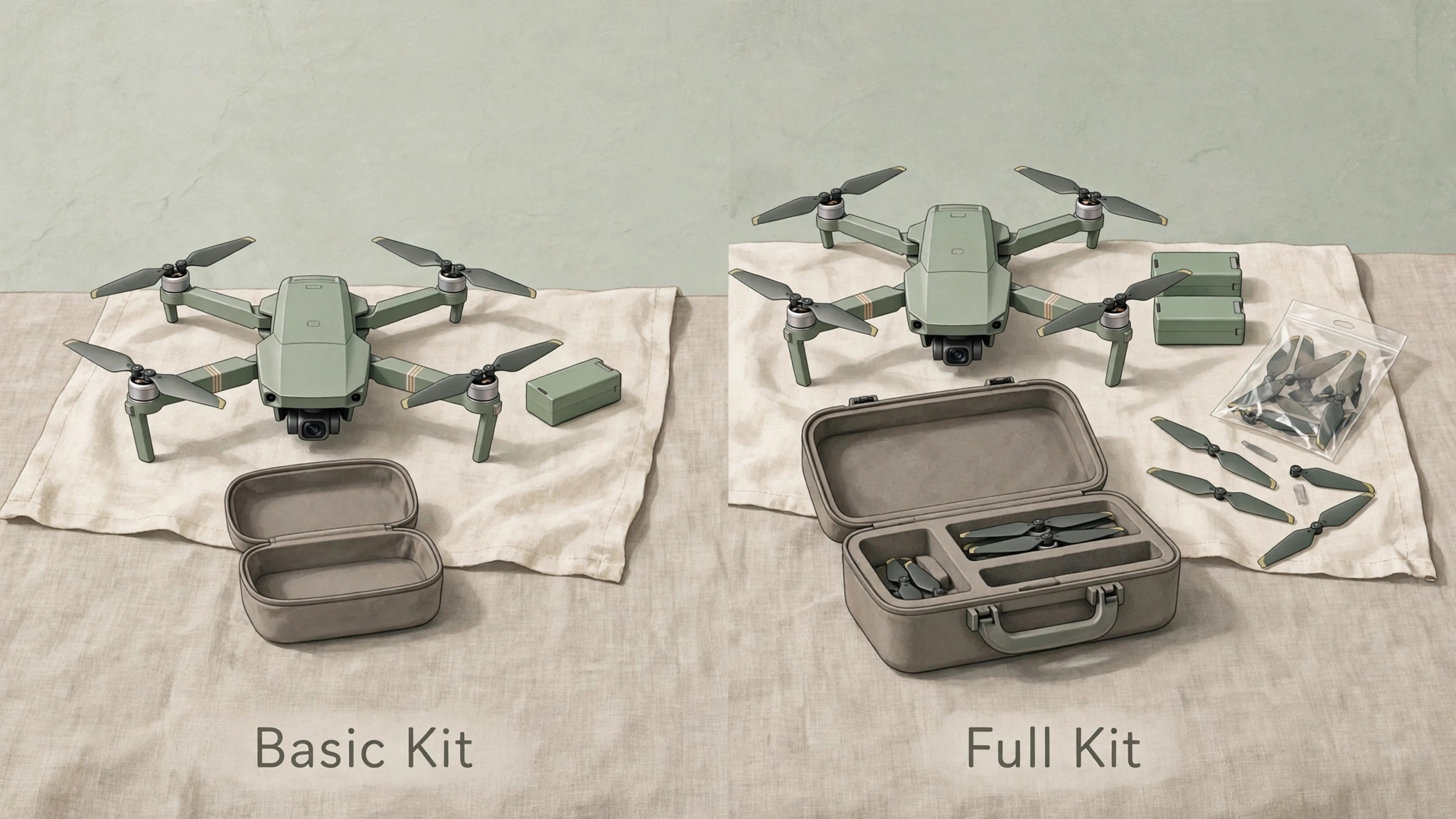 Comparison of beginner drone kits and included accessories