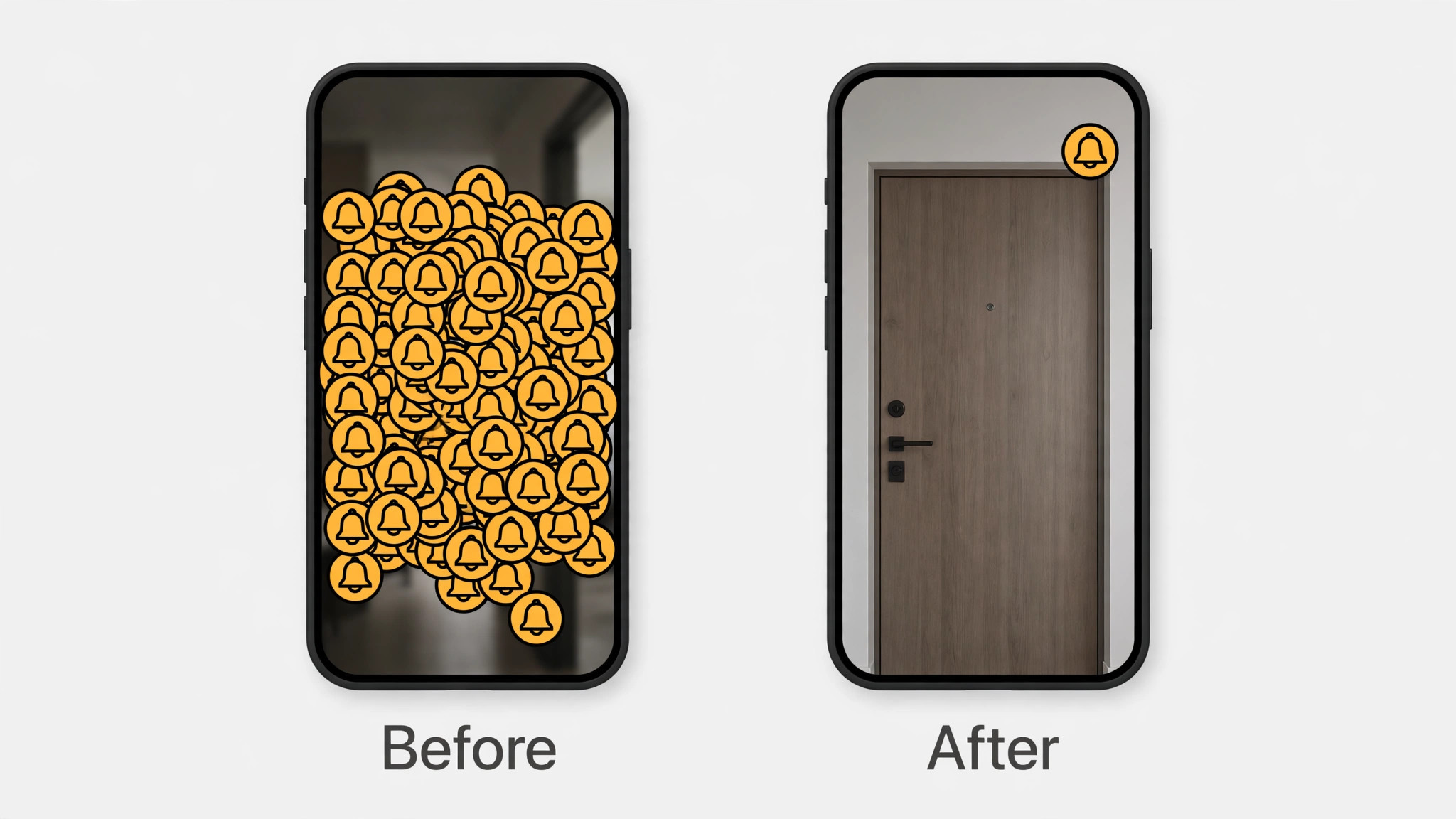 Before and after view of a tuned camera alert setup