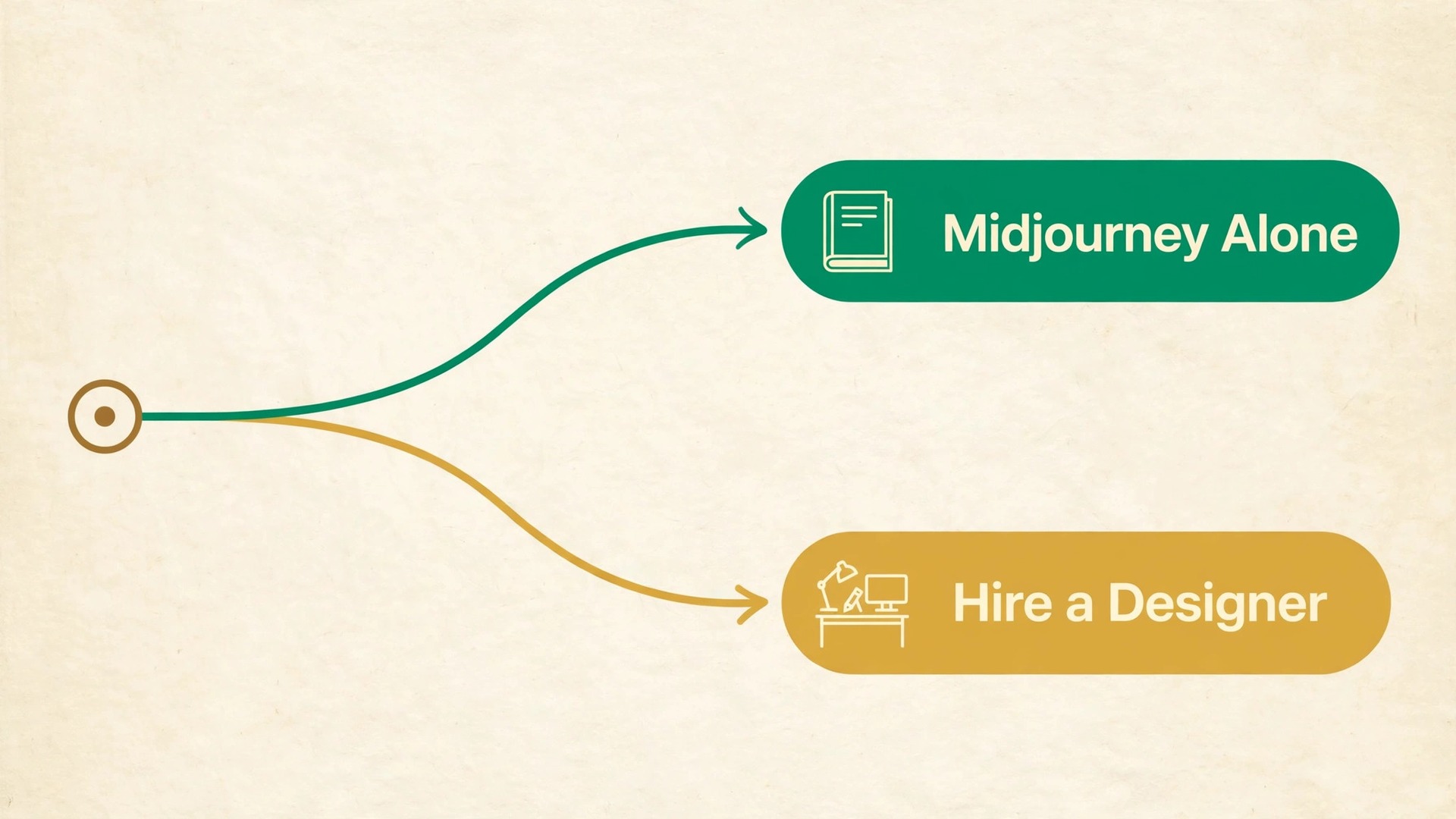 Decision guide for choosing between a Midjourney cover and hiring a designer