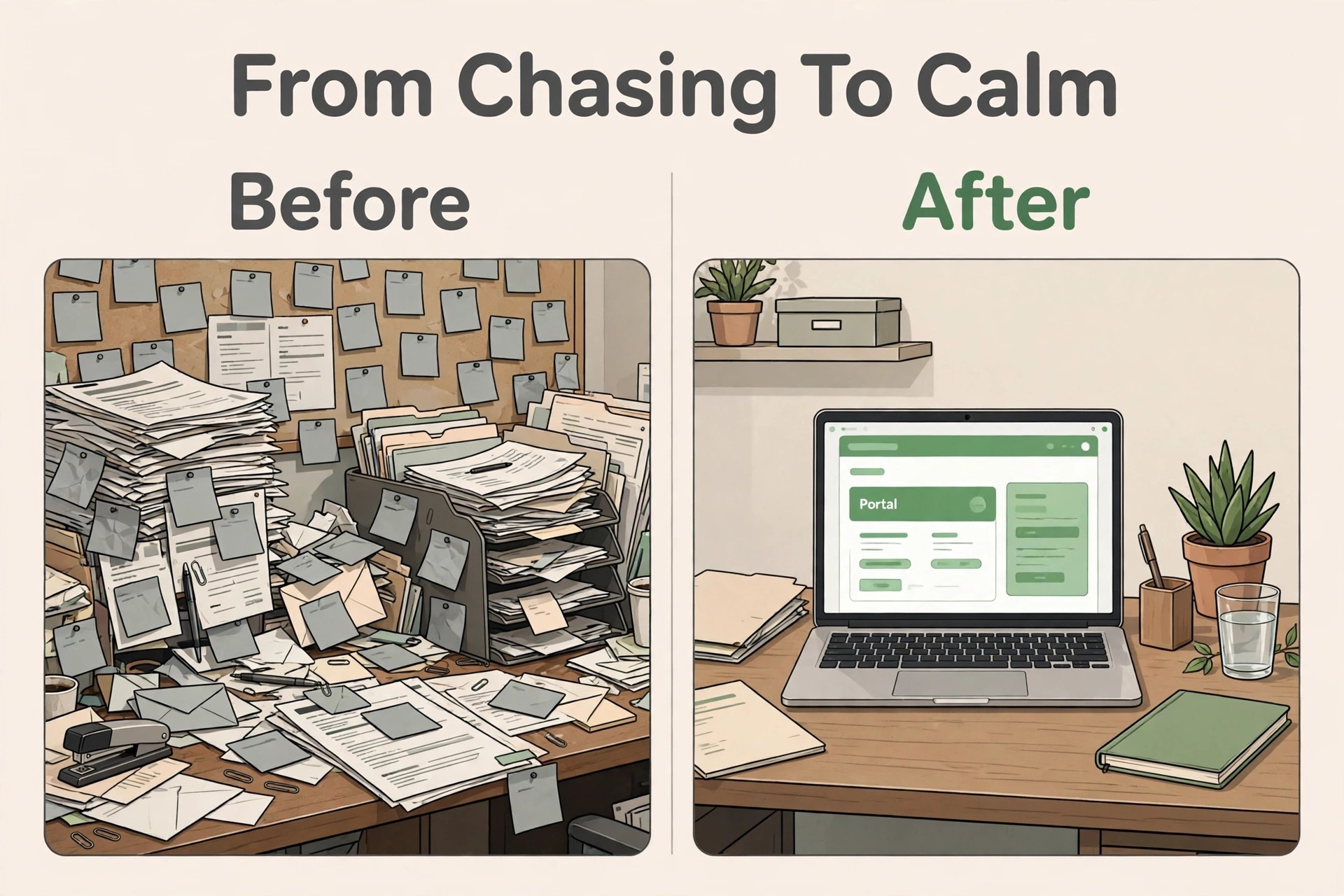 before/after image illustrating a key idea for a tax preparation business