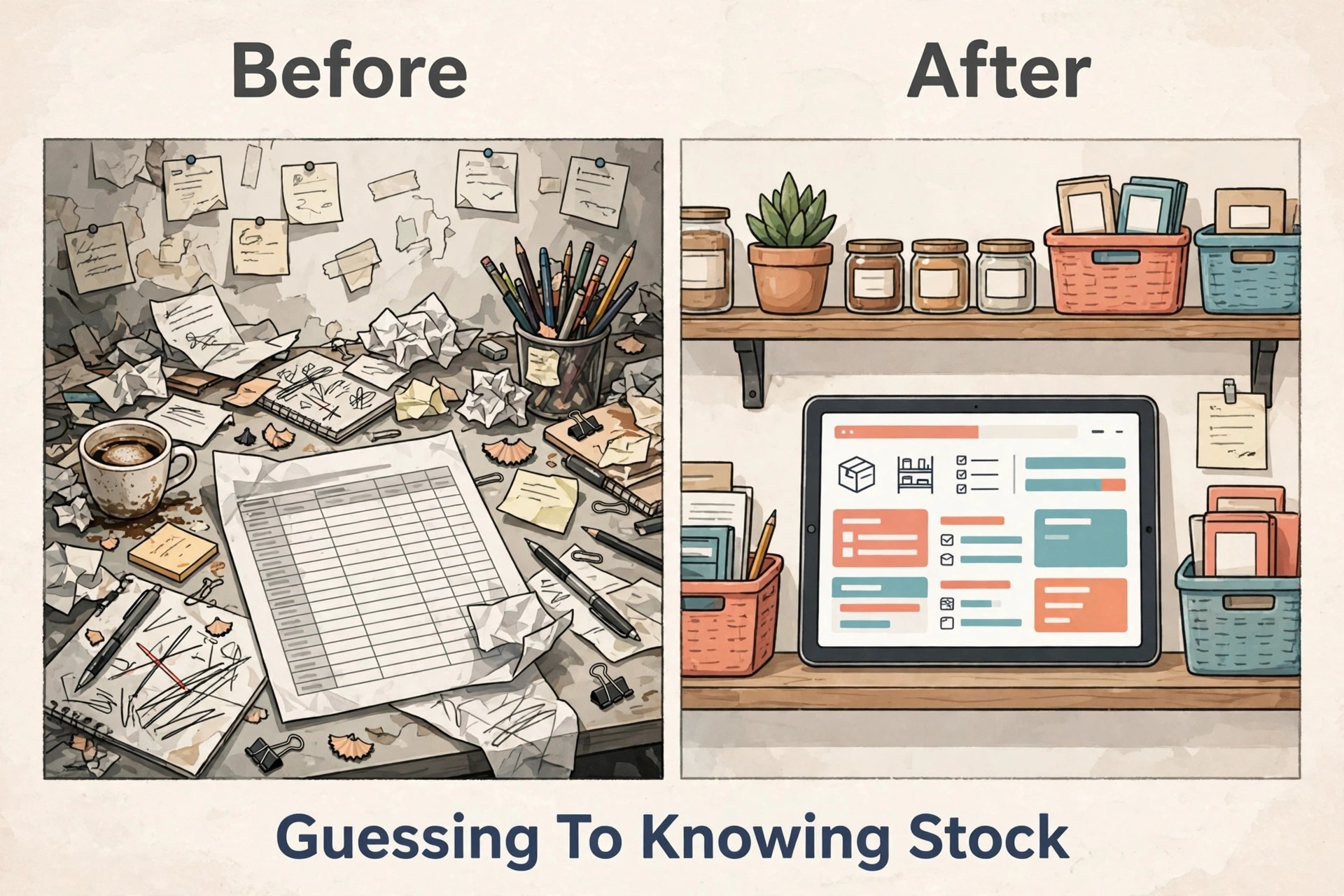 before/after image illustrating a key idea for a small business