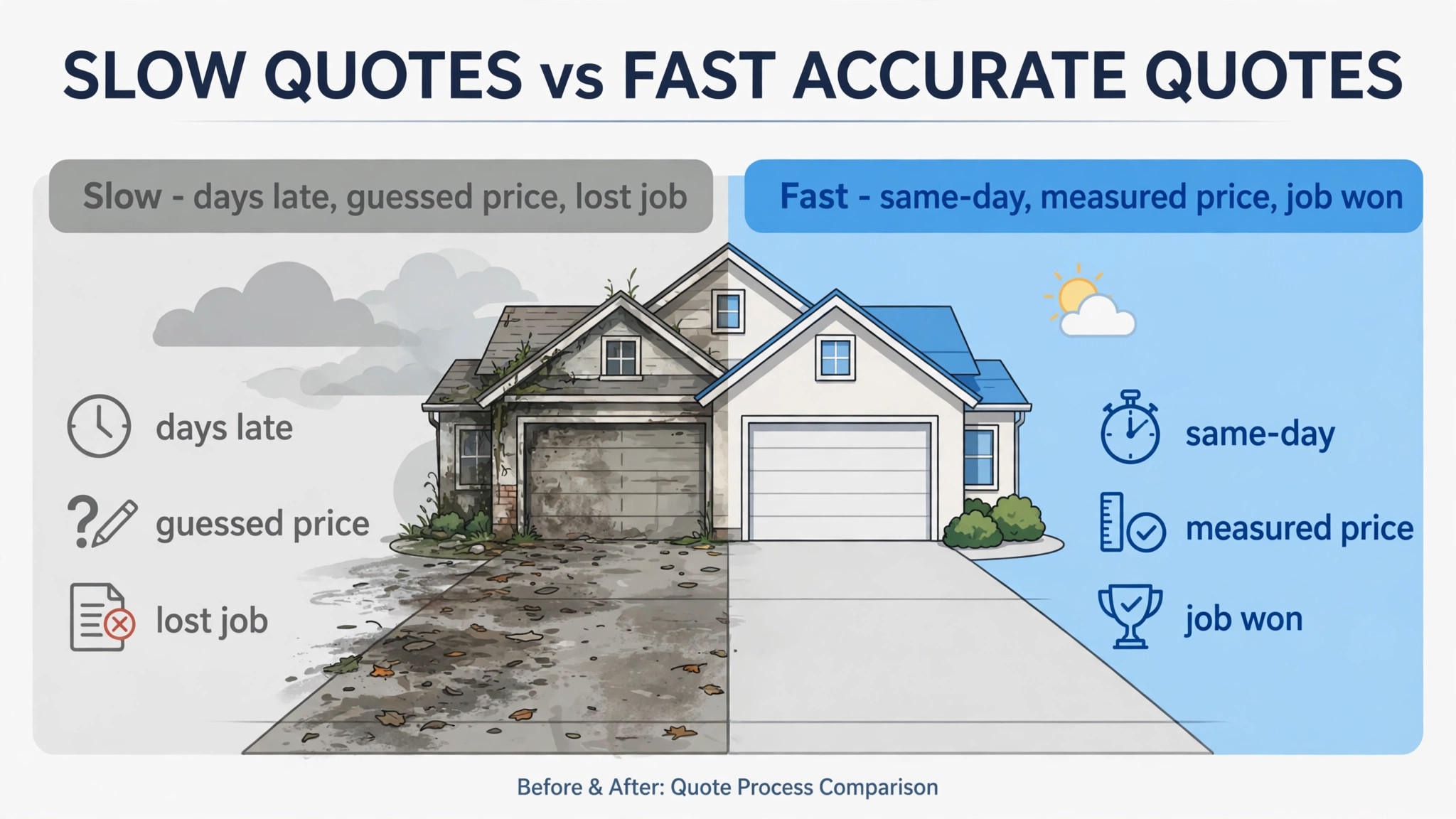 before and after visual for slow quotes versus fast accurate quotes.