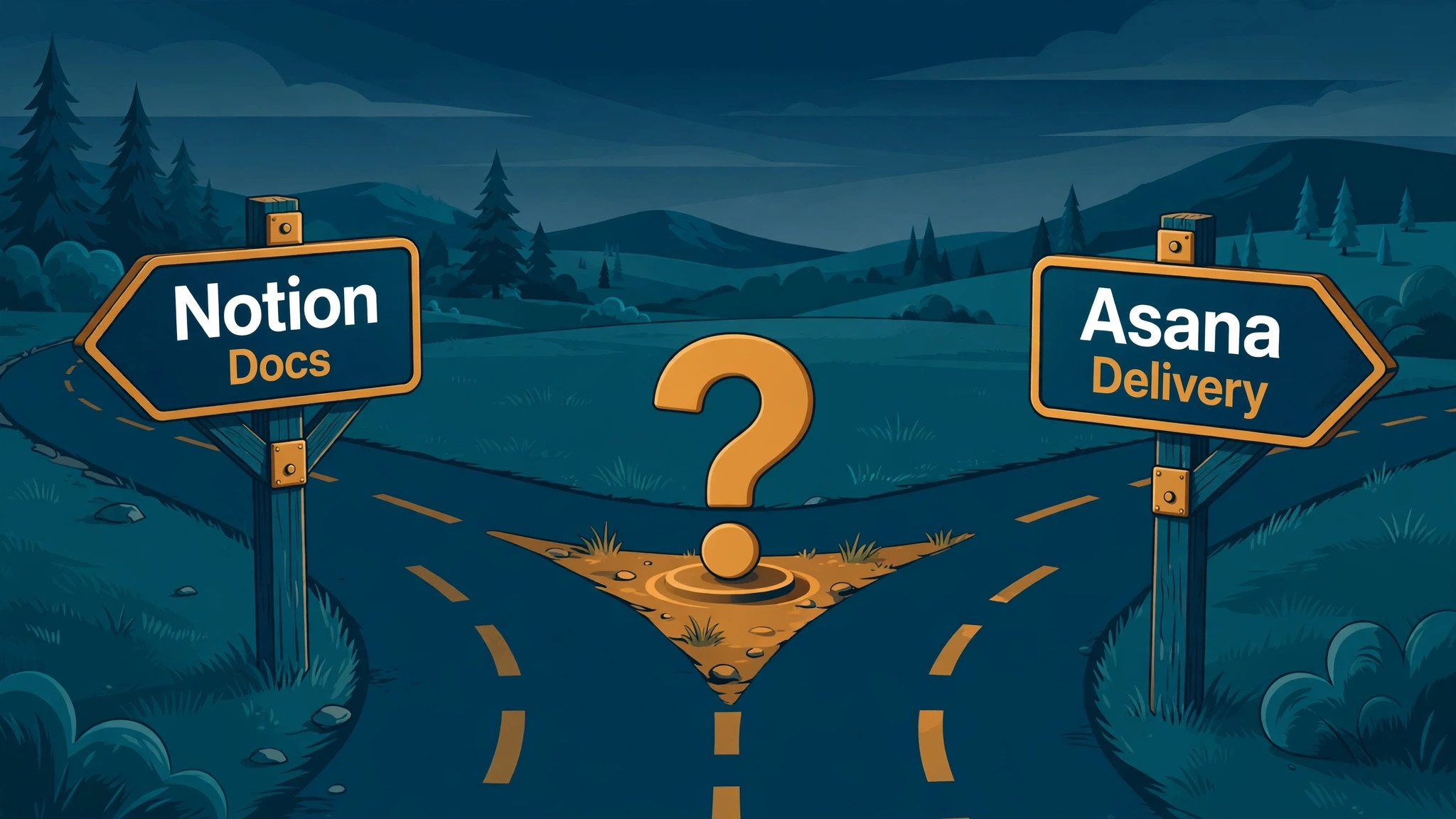 decision visual for choosing between Notion and Asana.