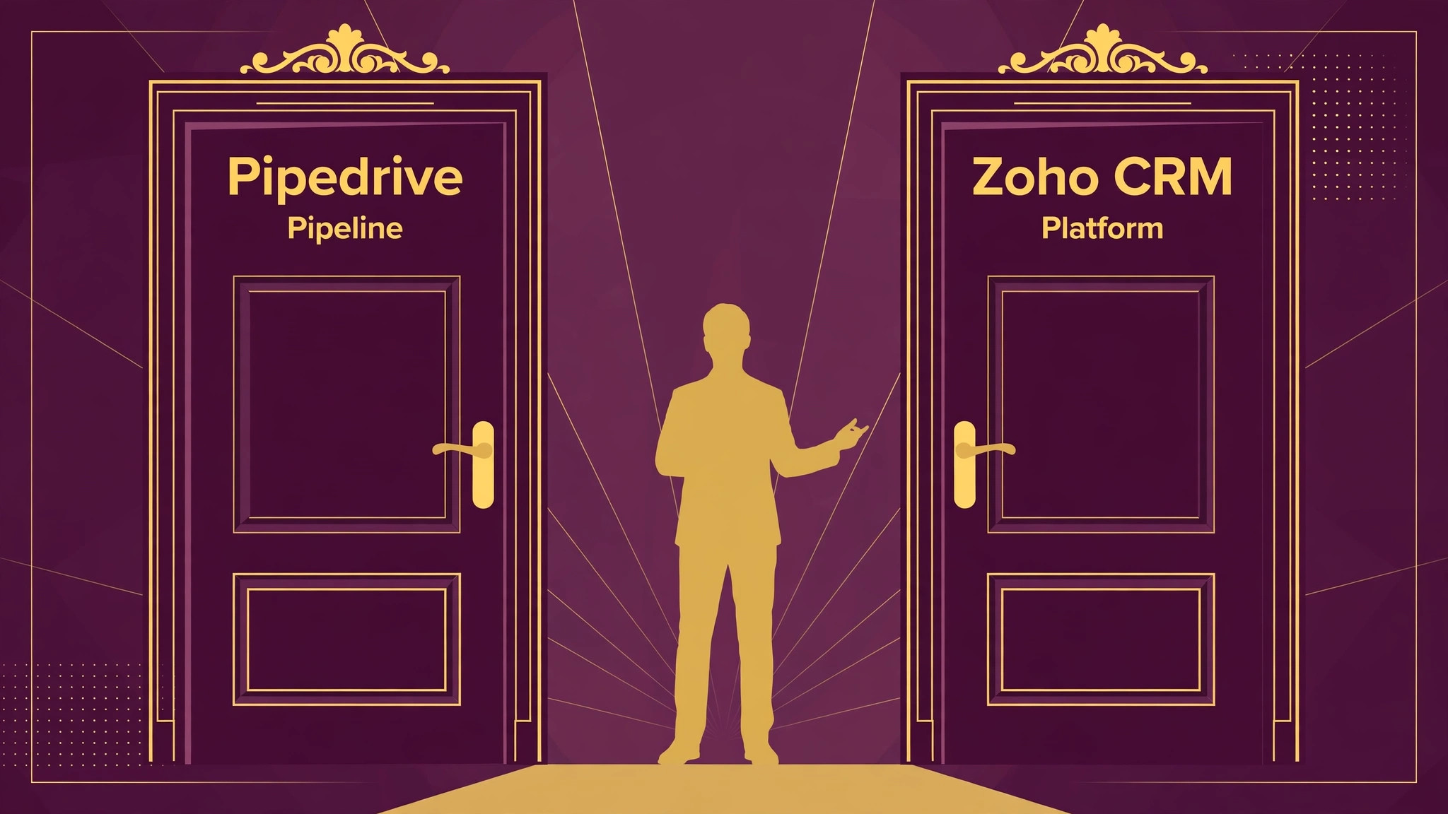 decision visual for choosing between Pipedrive and Zoho CRM.