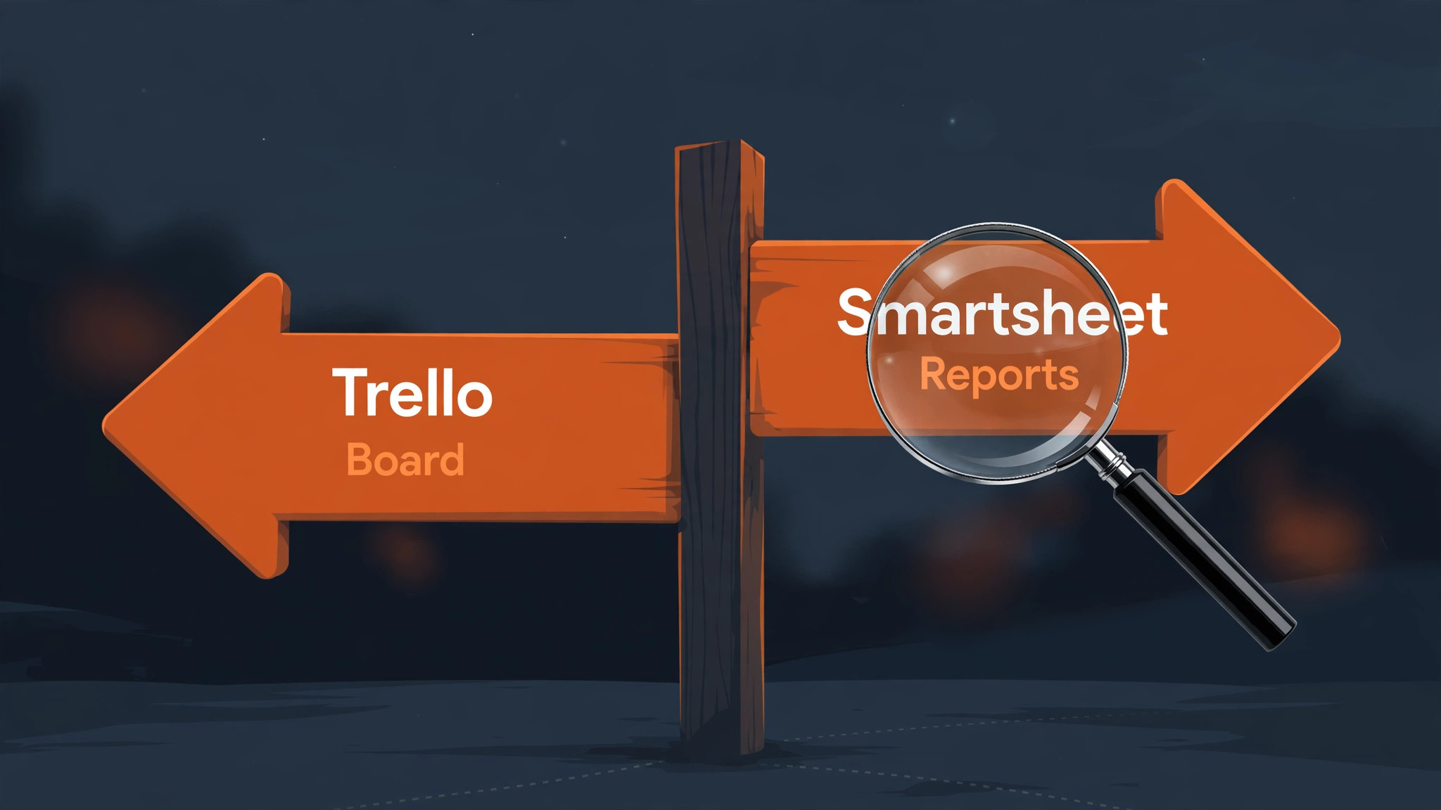 decision visual for choosing between Trello and Smartsheet.