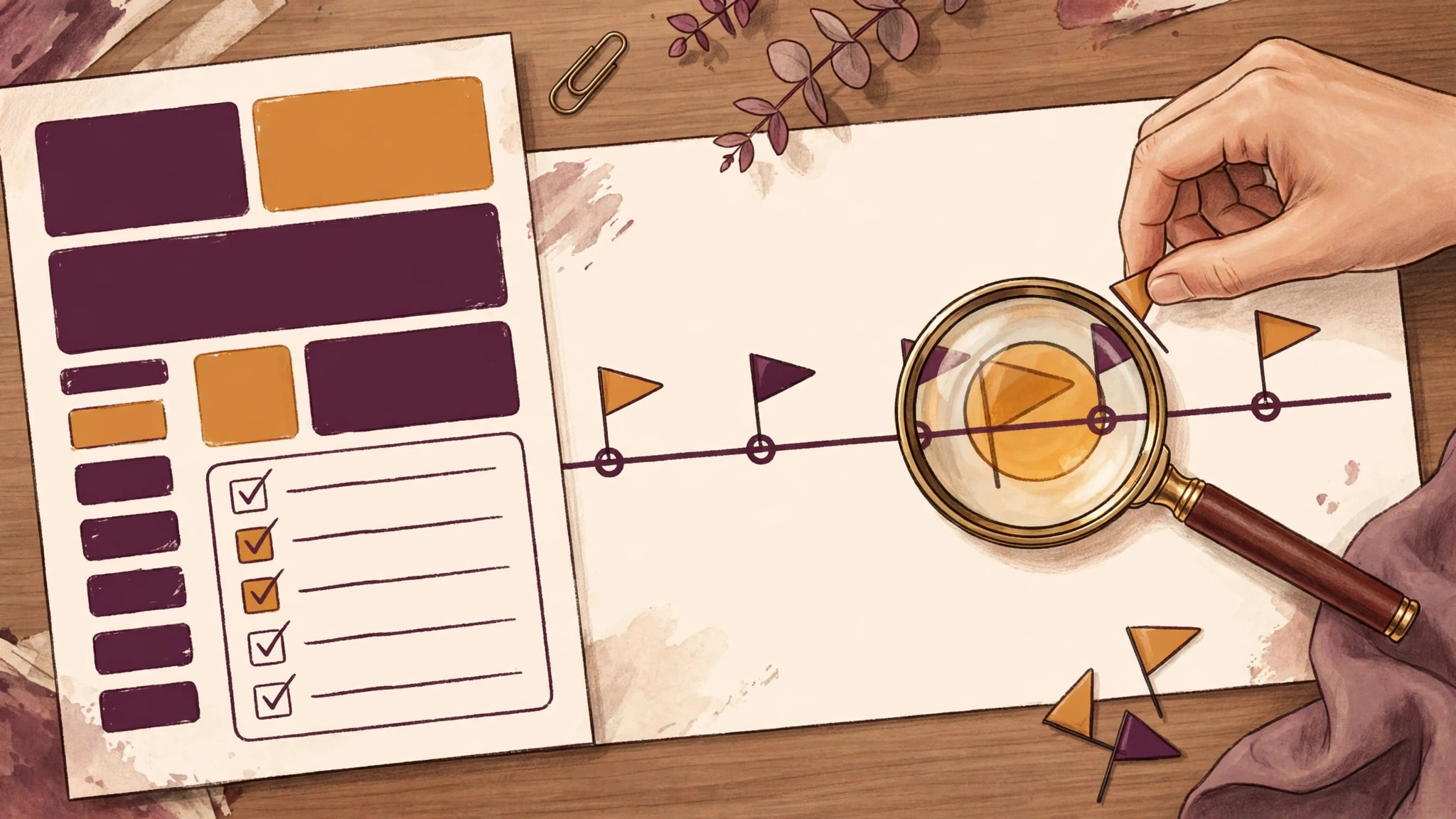 Episode page mockup with a chapter marker being moved on a timeline under a magnifier