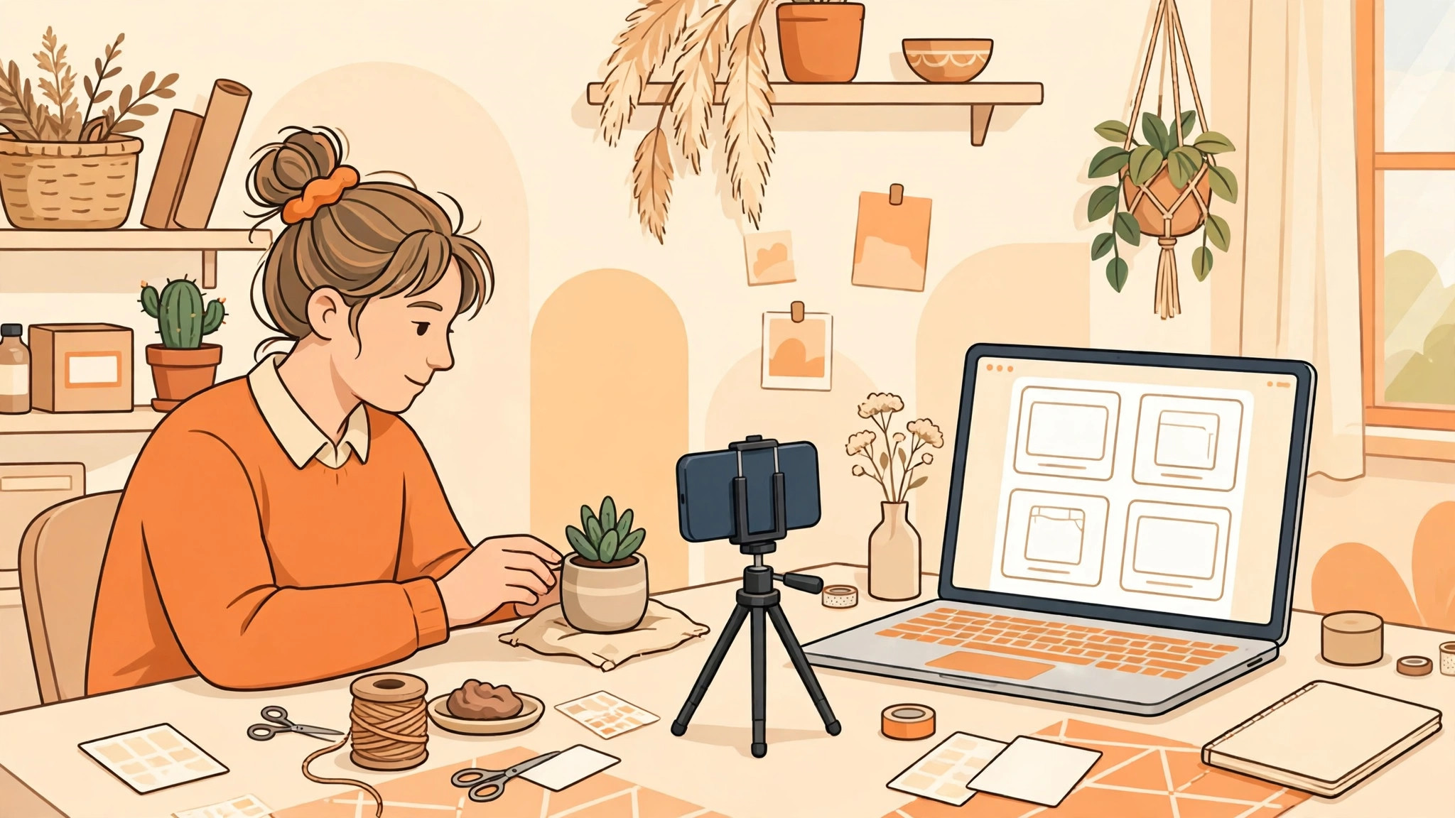 Seller photographing a handmade product for an online shop listing