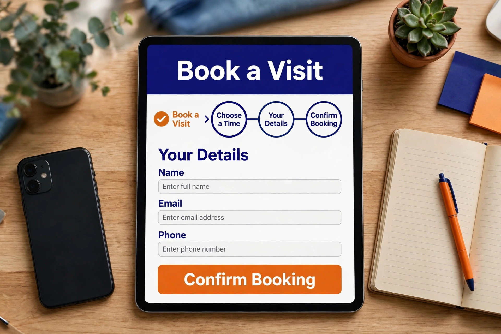Customer booking tablet mockup