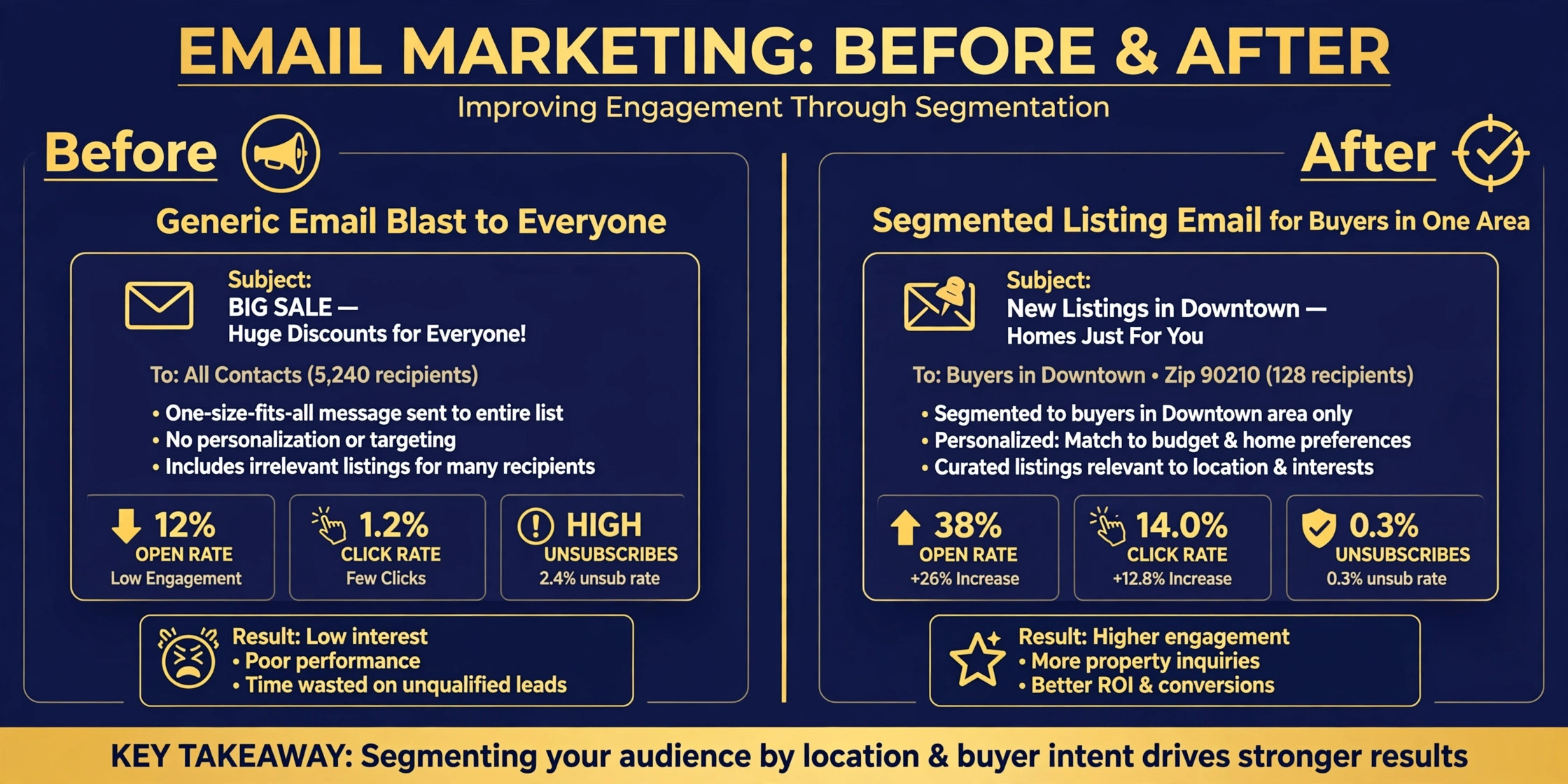 Before and after agent emails