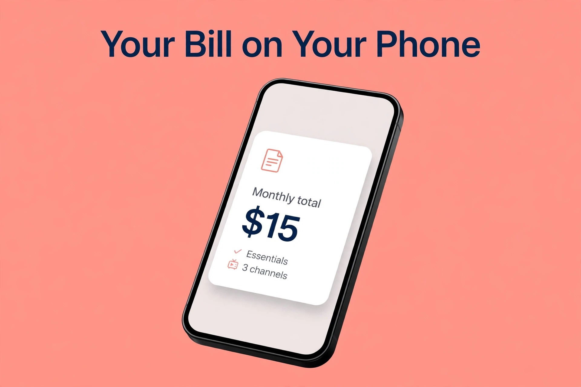 Phone mockup showing a monthly total