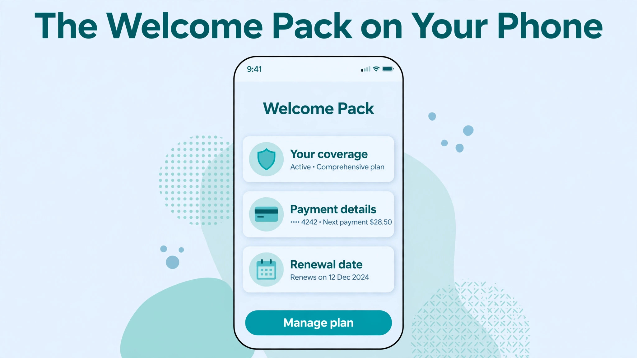 Welcome pack phone mockup.