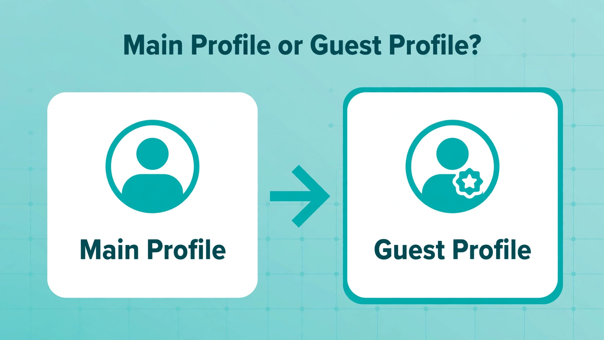 Decision concept. A guest profile versus main profile decision visual for extension faults