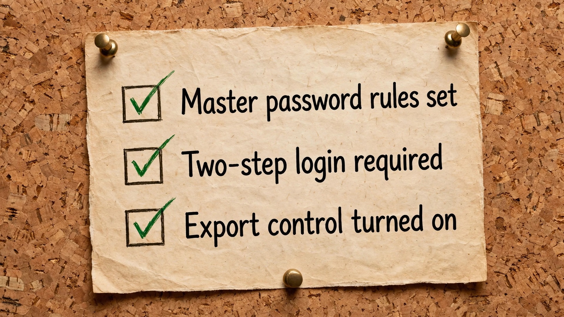 Policy checklist visual for team password migration decisions