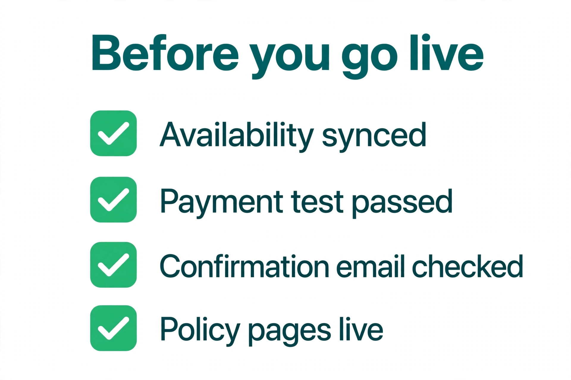 Pre-launch checklist for a hotel booking website